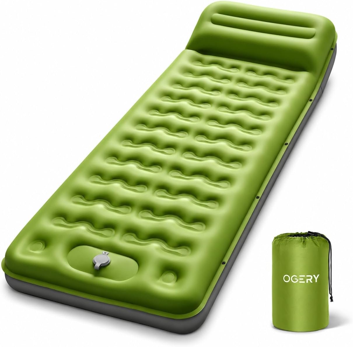 OGERY Sleeping Pad, Ultralight Inflatable Sleeping Pad for Camping with Pillow Built-in Foot Pump, 6″ Extra-Thick Reinforced Camping Mattress for Hiking, Backpacking, Tent