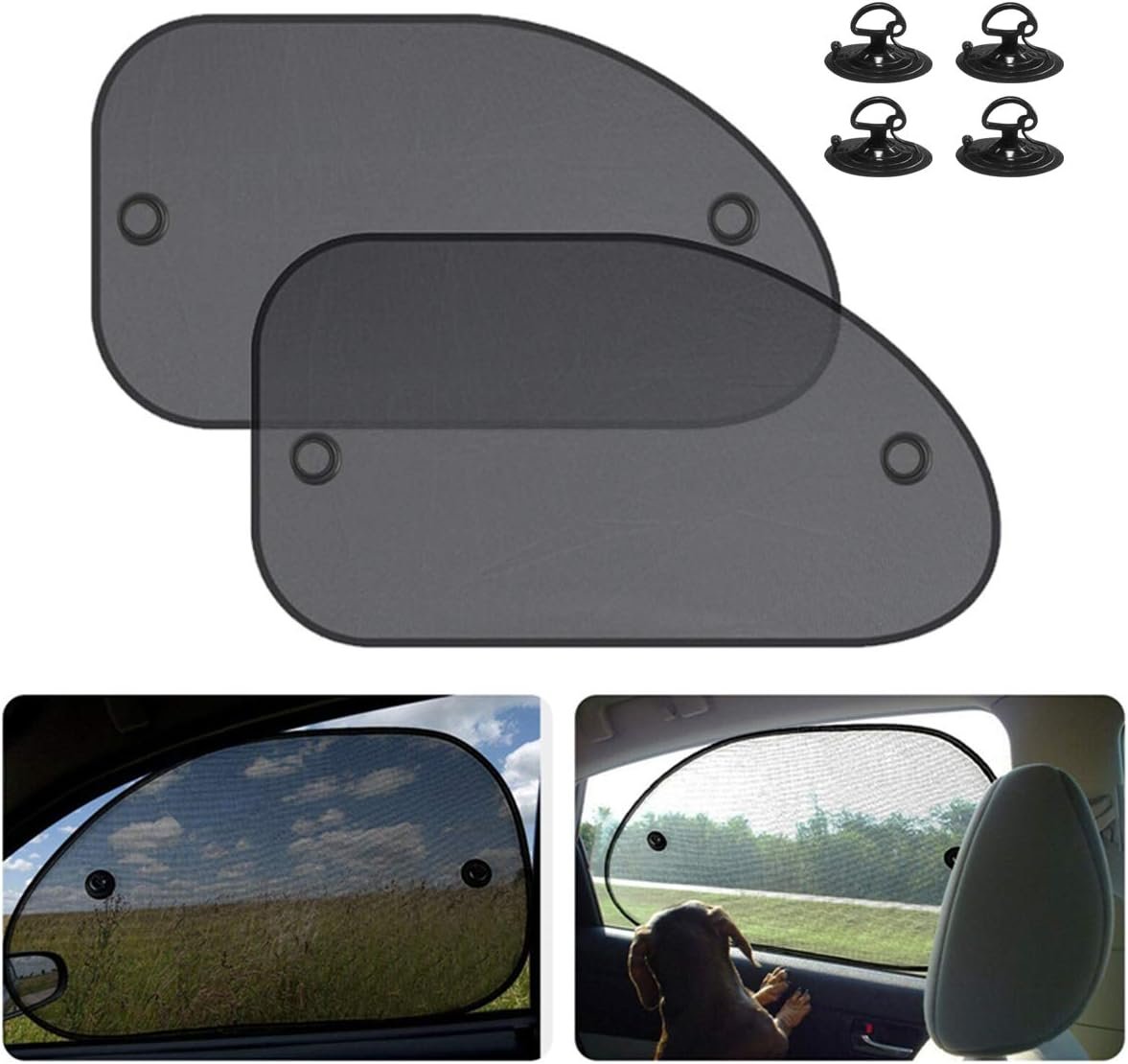 2 Pack Universal Car Window Shade, Cling Sunshade – Sun, Glare and UV Rays Protection for Your Child – Baby Side Window Car Sun Shades, Blocks Over 98% of Harmful UV Rays (Large)