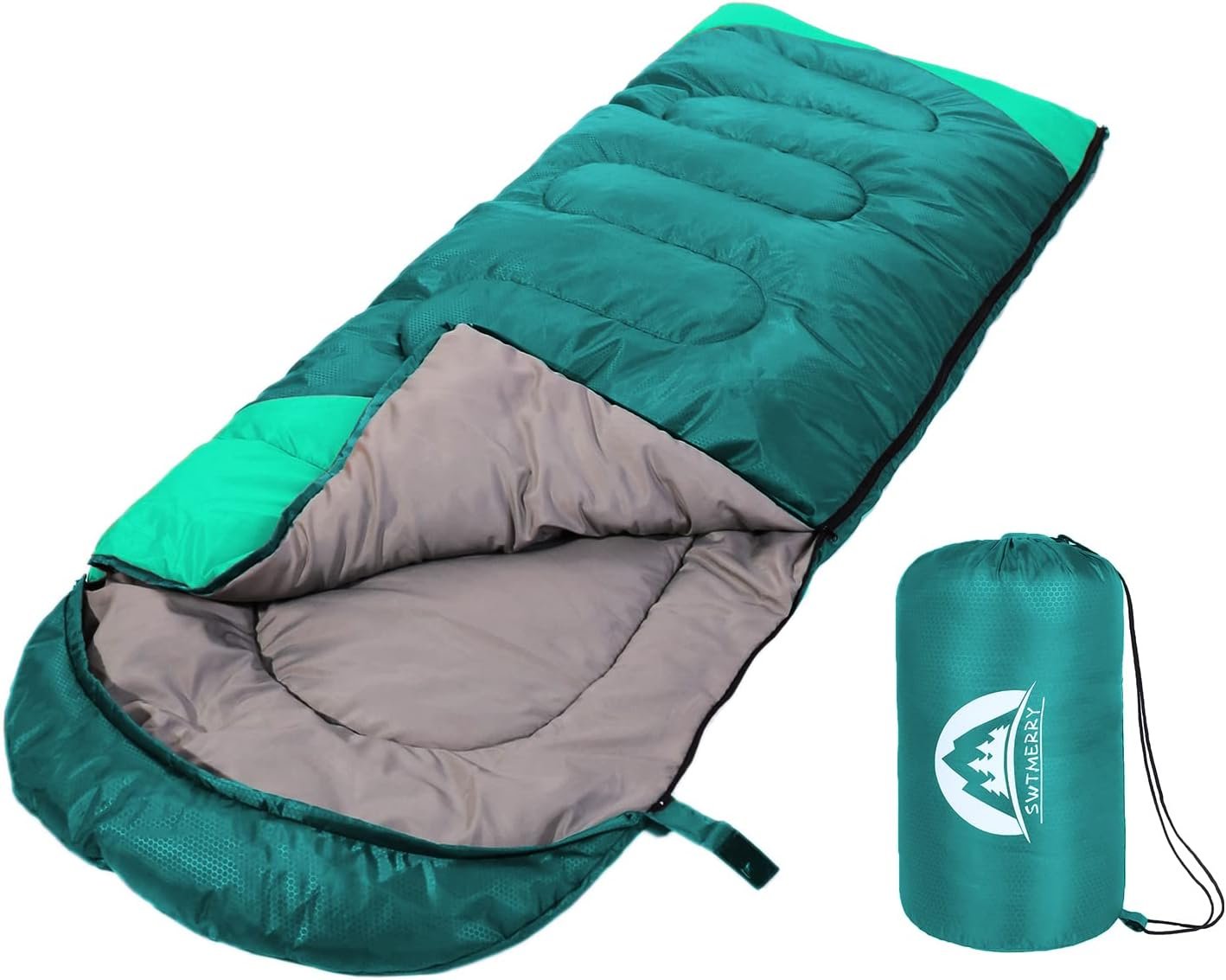 SWTMERRY Sleeping Bag 3 Seasons (Summer, Spring, Fall) Warm & Cool Weather – Lightweight,Waterproof Indoor & Outdoor Use for Kids, Teens & Adults for Hiking and Camping