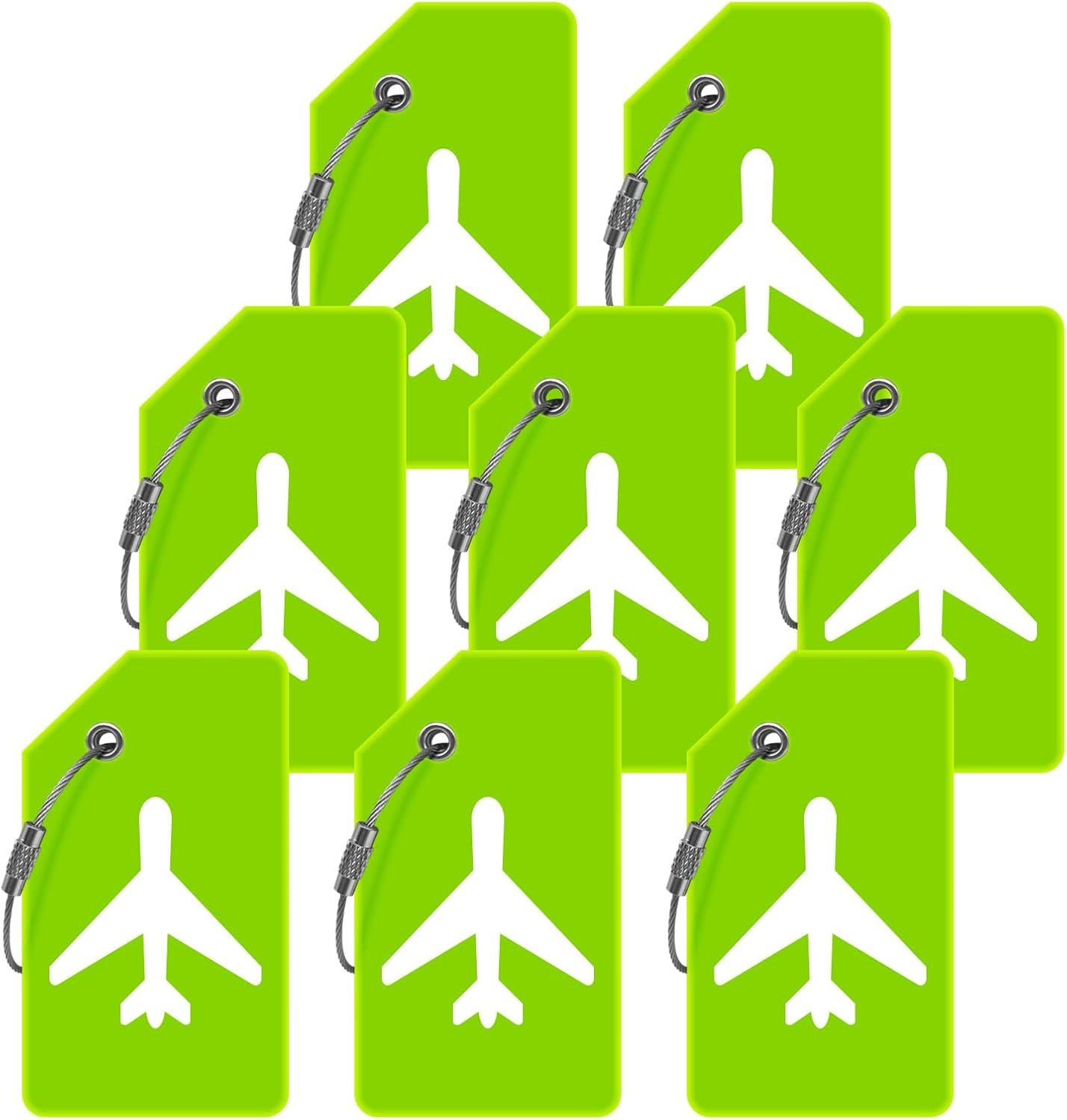 Luggage Tags for Suitcases, Quickly Spot 8Pcs Luggage Identifier Tags, Travel Essentials Accessories Name Tags for Backpacks, Suitcases, Bags, Baggage, Cruise – Flexible Silicone (Green)