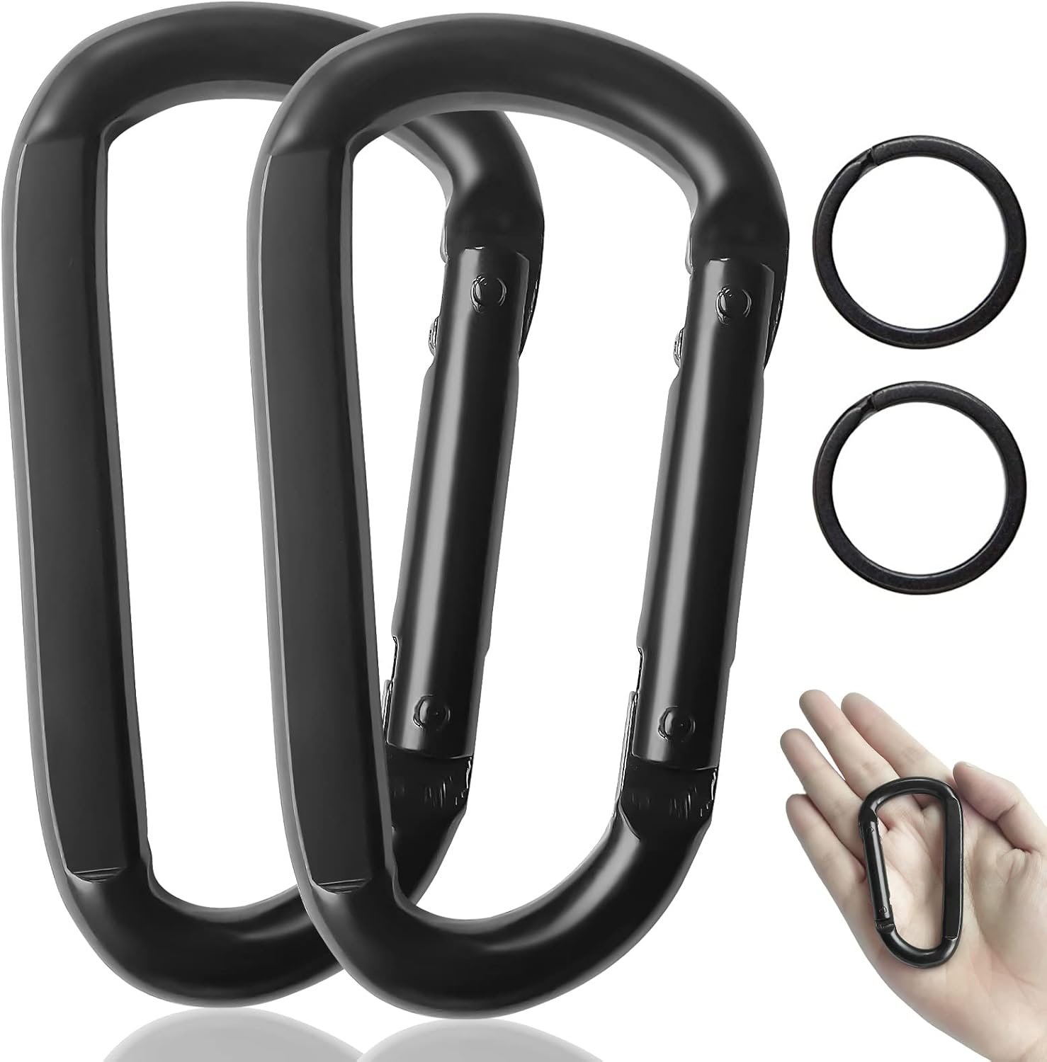 Carabiner Clip, 3″ Heavy Duty Small Carabiner for Hammocks, Camping Accessories, Hiking, Keychains, 880 lbs, Black