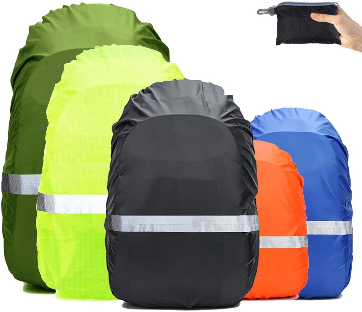 Frelaxy Hi-Visibility Backpack Rain Cover with Reflective Strip 100% Waterproof Ultralight Backpack Cover, Storage Pouch, Anti-Slip Cross Buckle Strap, for Hiking, Camping, Biking, Outdoor, Traveling