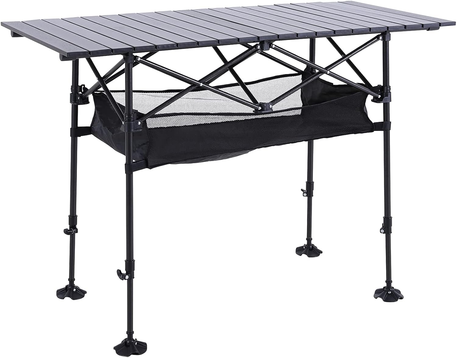 ALPHA CAMP Camping Table Outdoor Portable Adjustable Aluminum Table with Storage for Grill Travel Picnic Beach BBQ Backyards