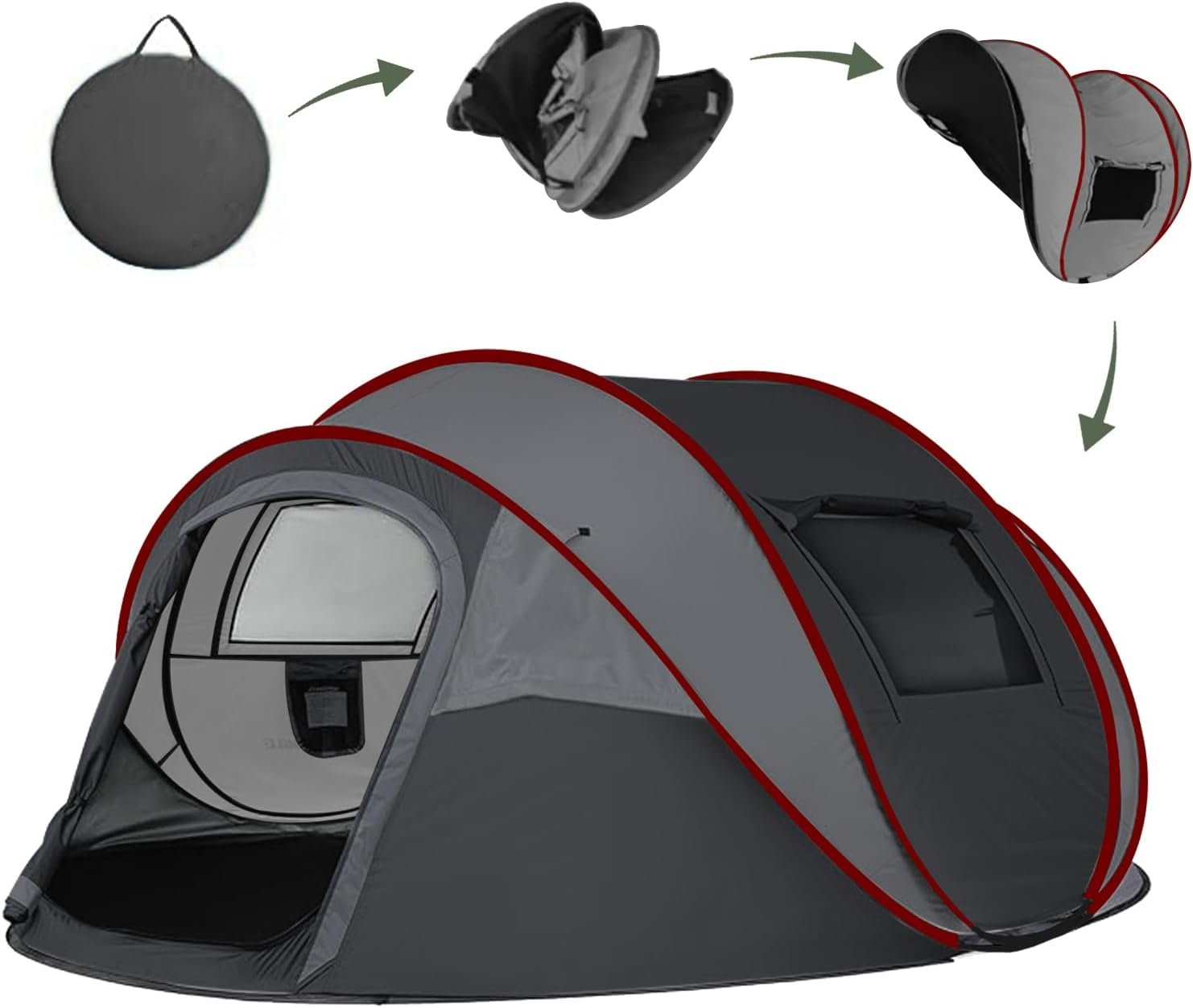 Instant Pop Up Camping Tent, 4-6 Person Tents,Automatic Set Up Tent in 3 Seconds,Waterproof Sunshade Family Tent,Portable Lightweight Dome Tent for Outdoor Camping,Hiking,Travel & Beach