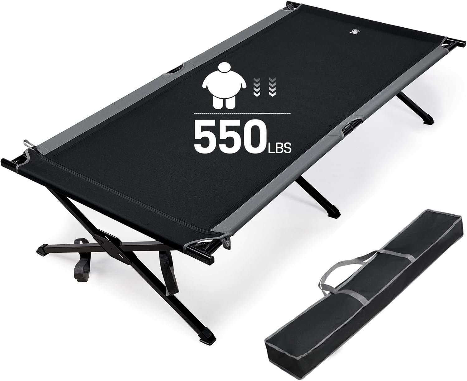 EVER ADVANCED Extra Wide Camping Cot for Adults Oversized XXL Sleeping Cots Folding Cot Bed with Carry Bag, 84.3″ L x 41.9″ W, Support to 550 lbs