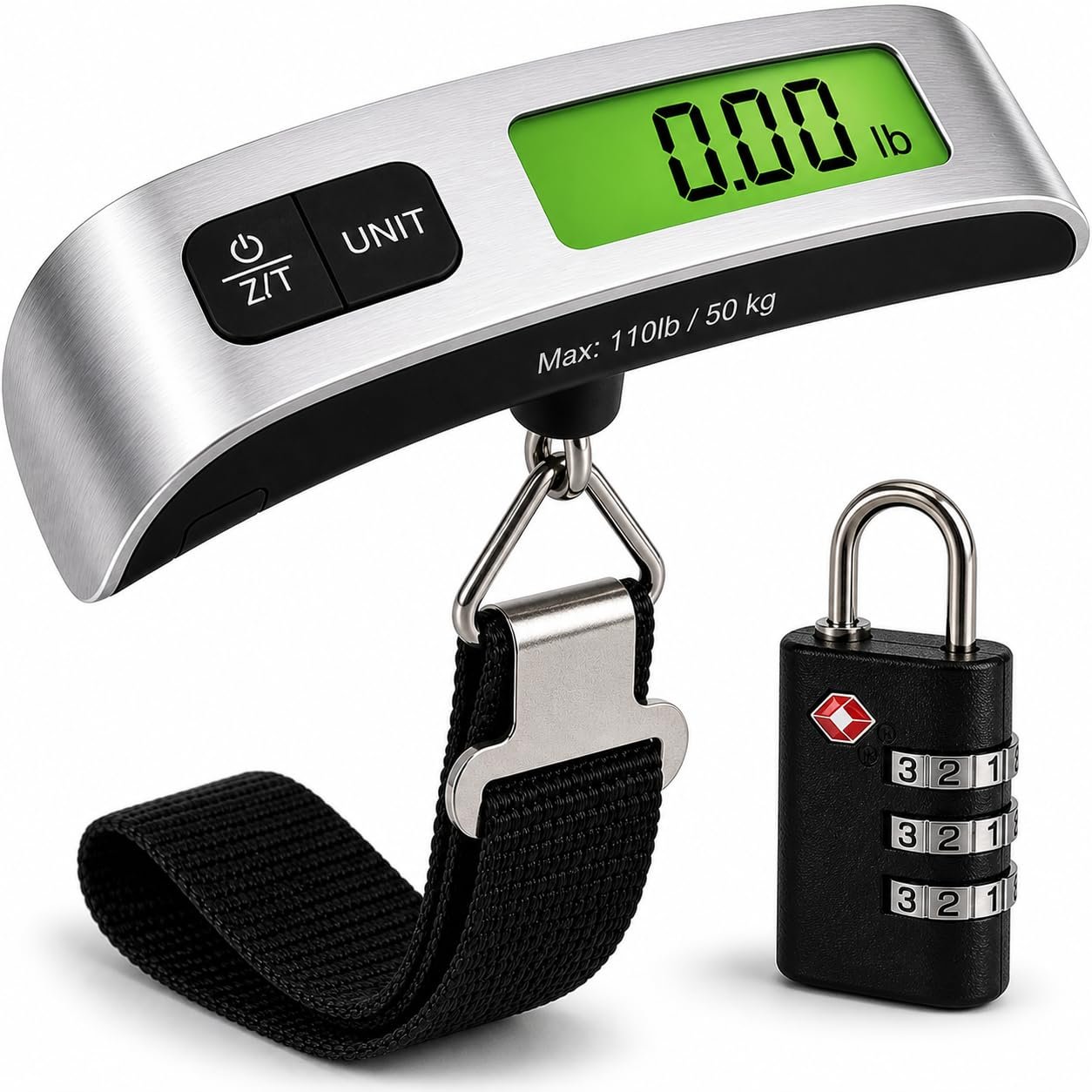 Luggage Scale with TSA Approved Lock, Digital Portable Hanging Baggage Scale 110lb/50kg, Travel Weight Scale for Suitcases, Avoid Overweight Fees, Travel Essentials Gift, Battery Included