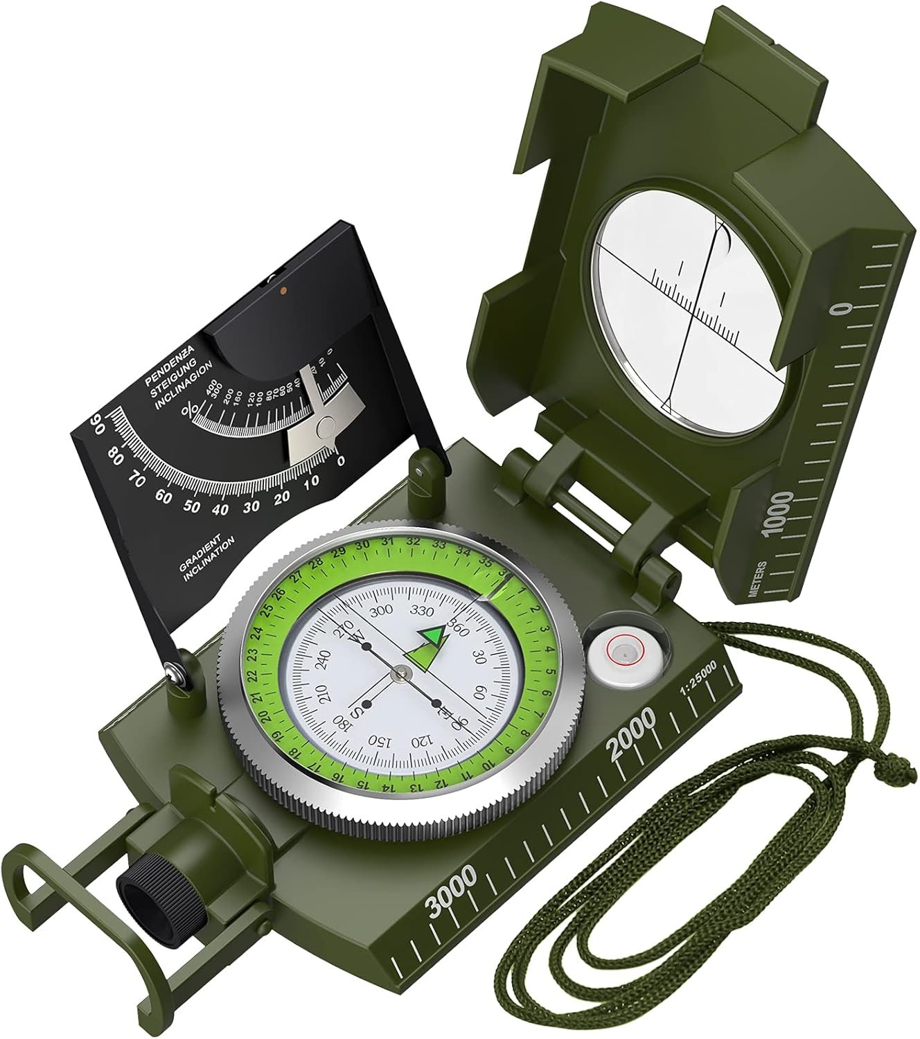 Proster IP65 Compass Hiking Survival – Lensatic Sighting Compass for Camping Navigation, Compass with Clinometer & Carry Bag for Camping Hunting Hiking Geology Activities