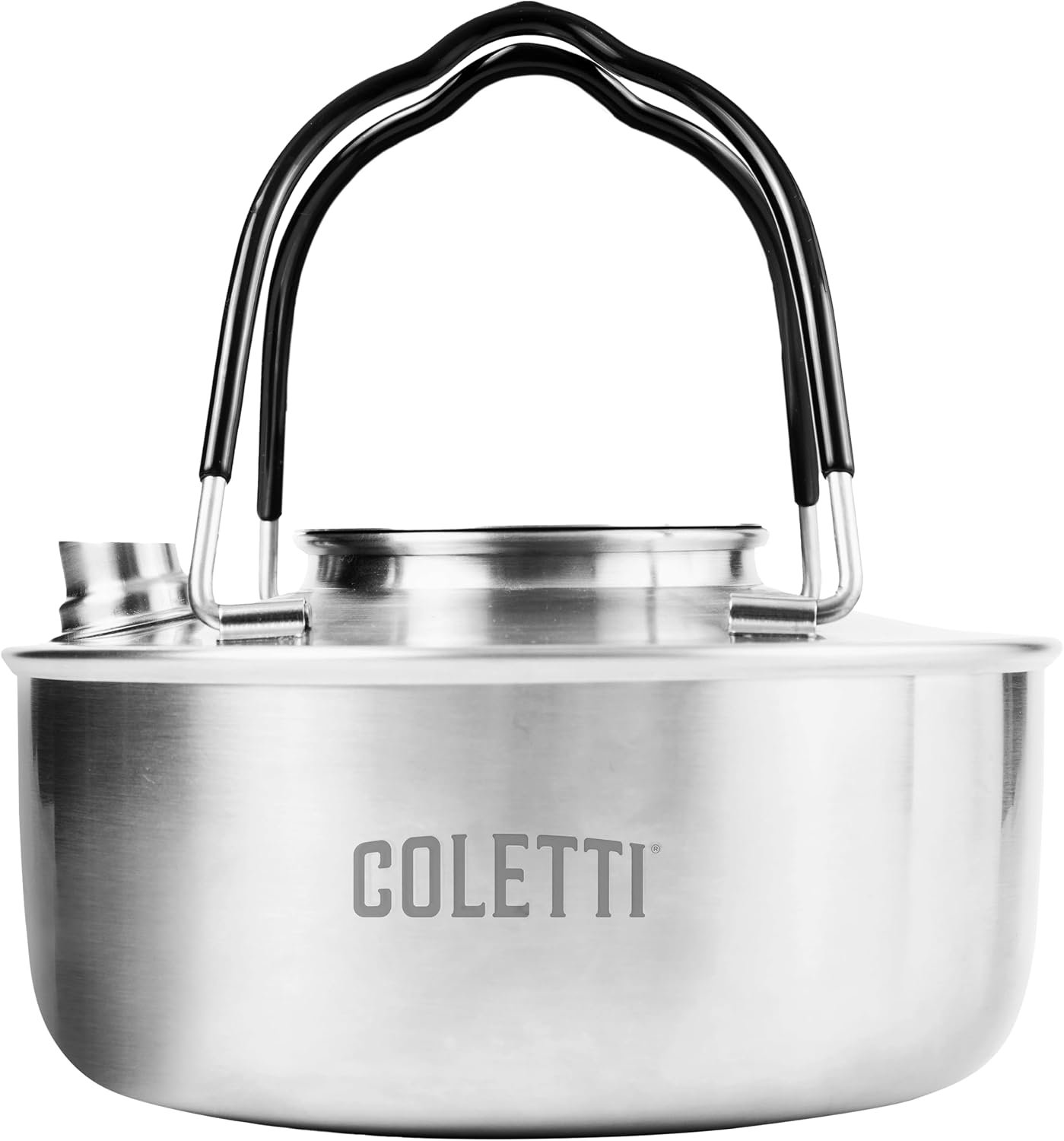 COLETTI Boston Stovetop Kettle — Stainless Steel Camping Kettle, Compact Camp Tea Pot – NO Aluminum or Plastic [50 fl. oz, Stainless Steel]
