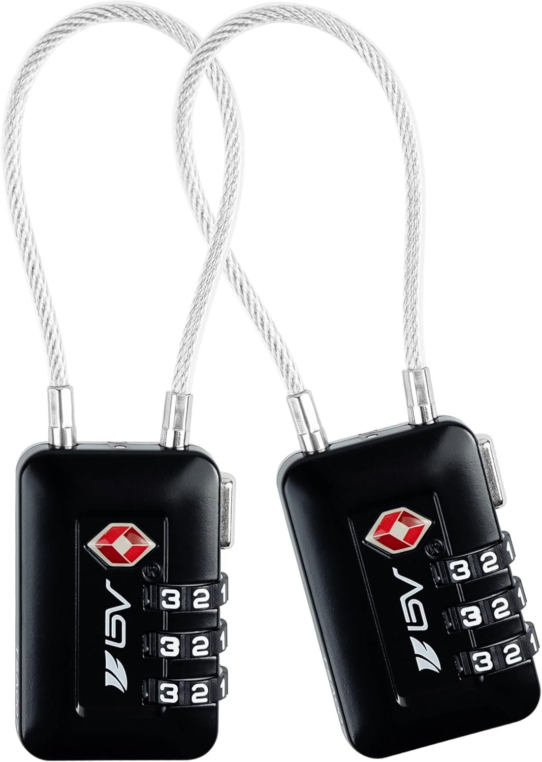 TSA Accepted Luggage Travel Lock, Set-Your-Own Combination Lock for School Gym Locker, Luggage Suitcase Baggage Locks, Filing Cabinets, Toolbox, Case (Black, 2 Pack)