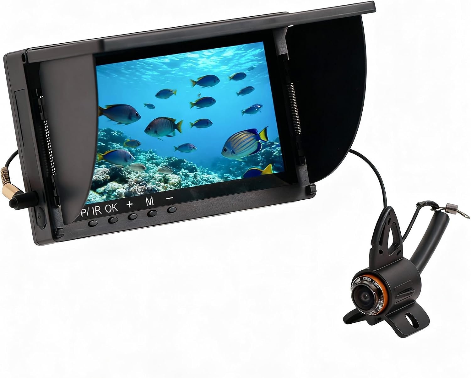 IP68 Waterproof Underwater Fishing Camera with Monitor | All-in-One Portable Fish Finder with Night Vision & Depth Finder | for Ice,Lake,Sea,Boat,Kayak