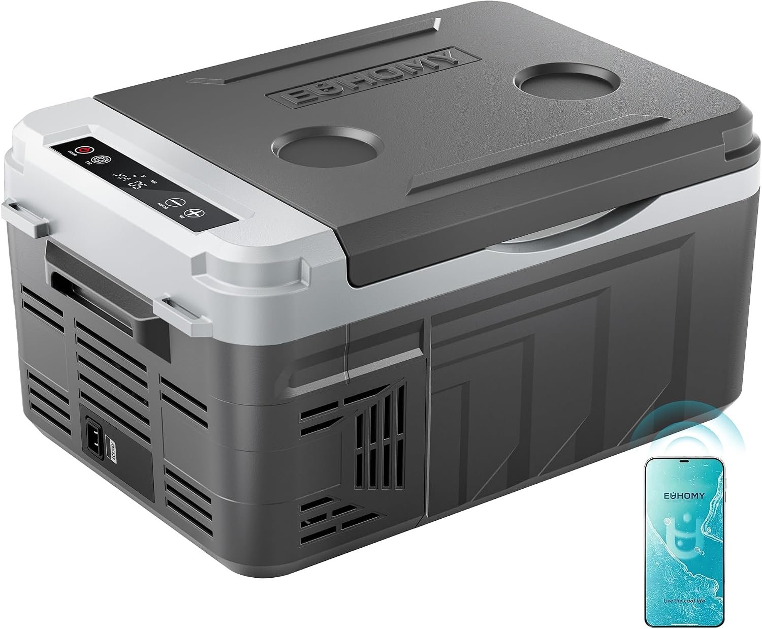 EUHOMY 12 Volt Refrigerator, 12 Quart (10L) Compressor Electric Cooler APP Control, Car Fridge 12/24V DC & 120-240V AC, Car Refrigerator -4℉~68℉, Portable Freezer for RV, Travel, Camping