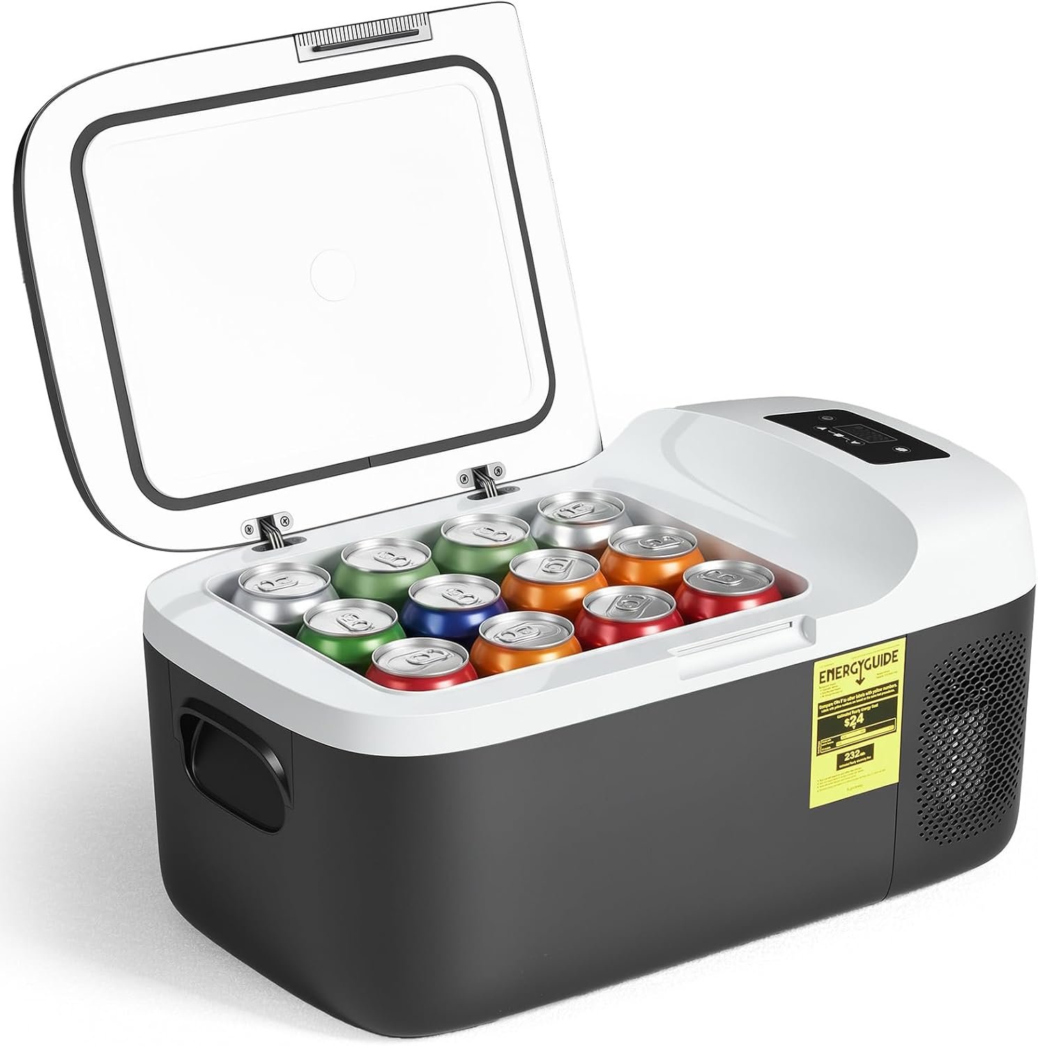 OLIXIS Portable Car Refrigerator, 17QT Single-Zone Electric Cooler for Vehicles, -4℉-68℉ Freezer Smart Control via Bluetooth with Car Battery Protection, Child Lock, 12/24V DC & 100-240V AC Powered