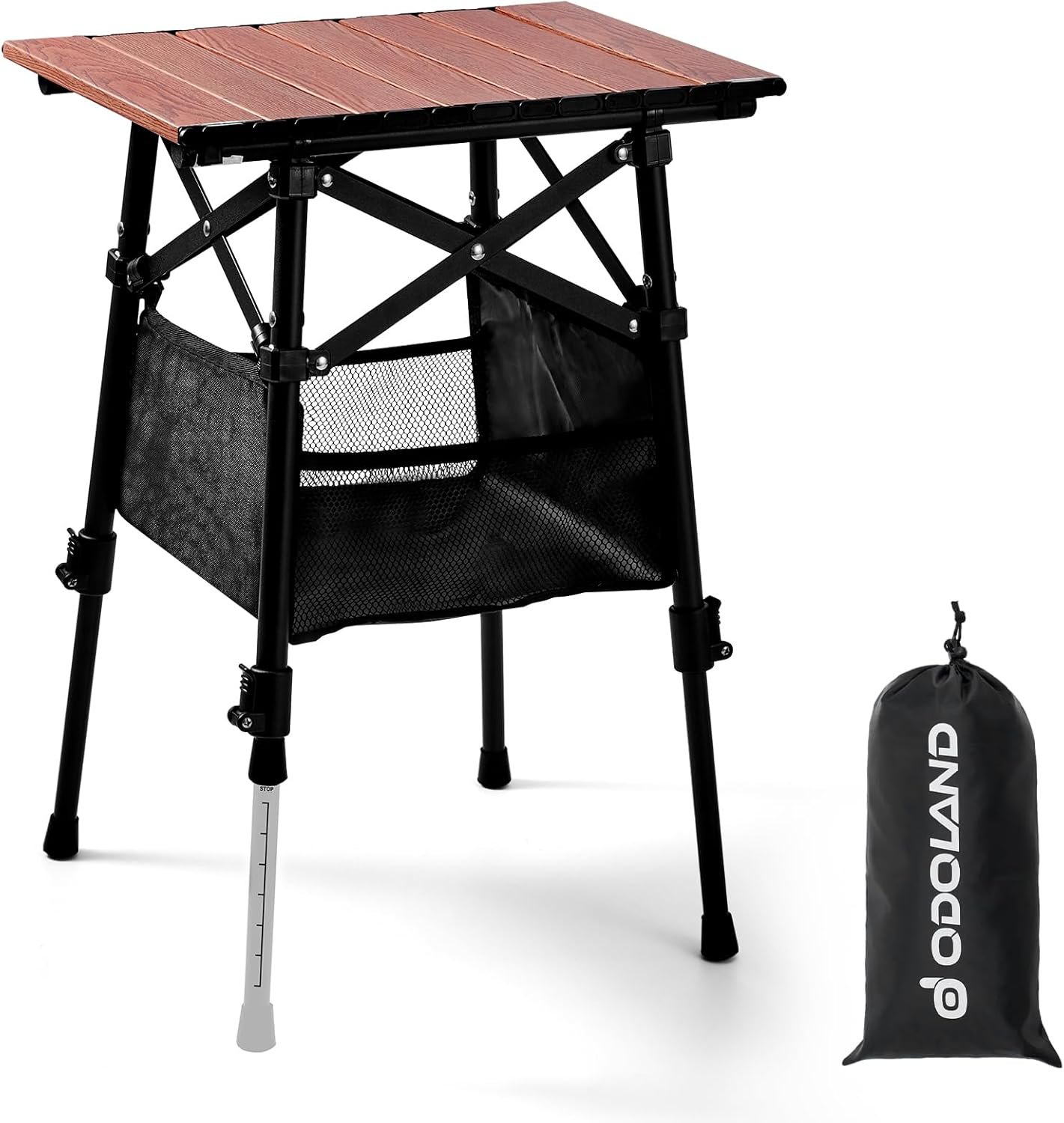Odoland Portable Camping Table, 15.8″L x 11.8″W Folding Table with Adjustable Height 15.8″ – 22″, Small Beach Table with Storage Bag for Outdoor Camp, Cooking, Picnic, Travelling, Backyards, Fishing
