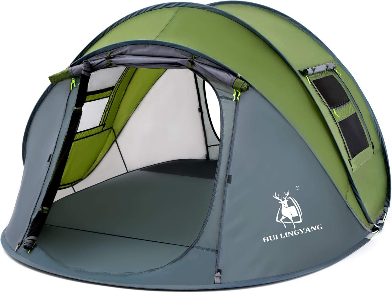 4 Person Easy Pop Up Tent,9.5’X6.6’X52”,Waterproof, Automatic Setup,2 Doors-Instant Family Tents for Camping, Hiking & Traveling