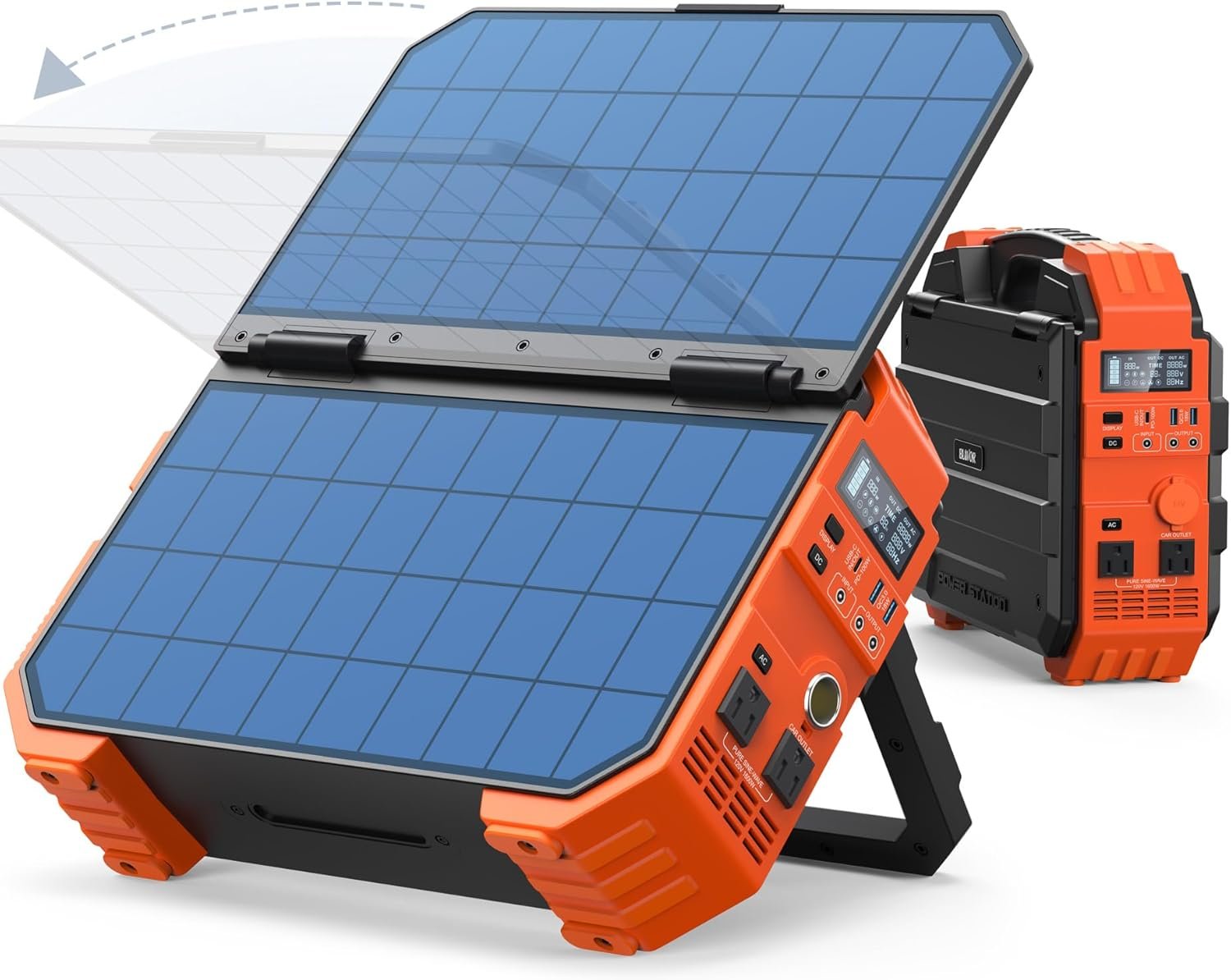BLAVOR Portable Power Station 1600W (Peak 3200W), Built-in Solar Panel, 1024Wh LiFePO4 Battery, 100W USB-C Fast Charge, Solar Generator for Home Backup, Camping, Power Outages & RV