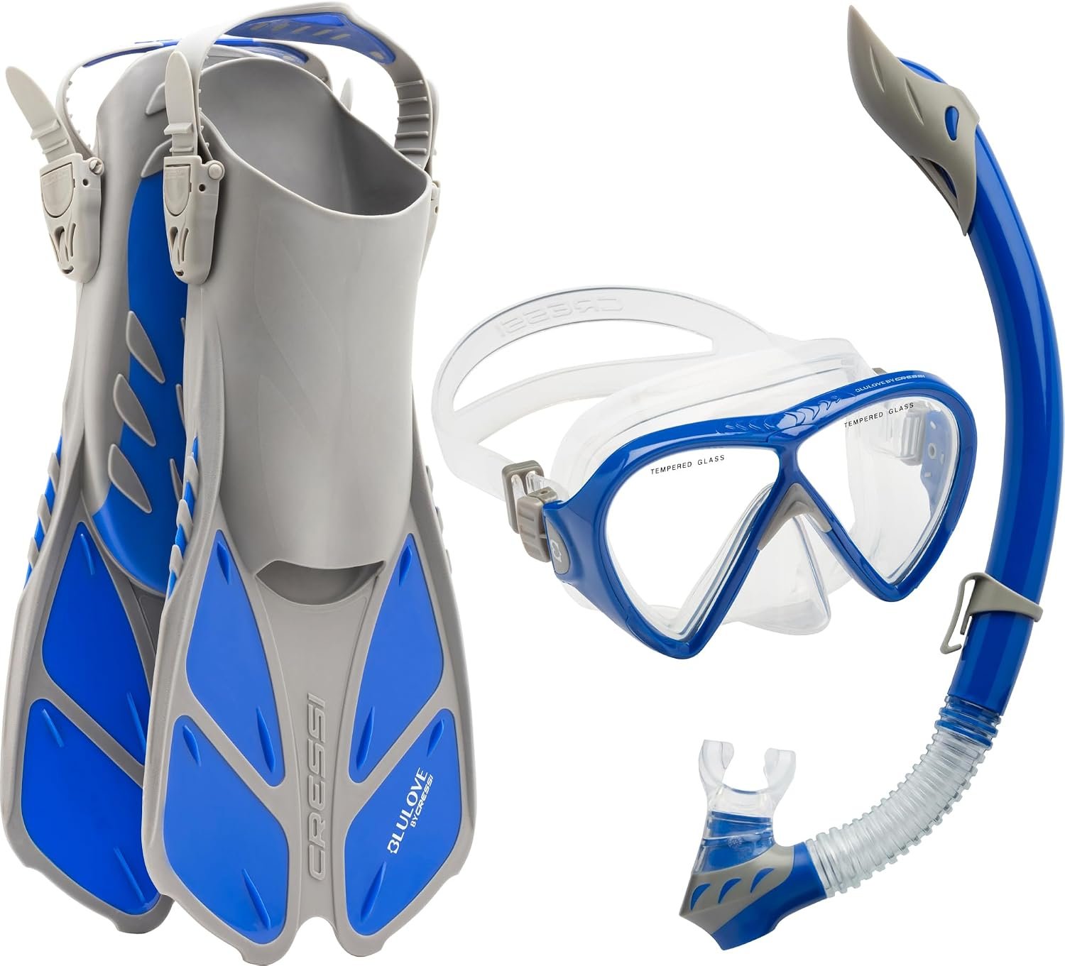 Cressi Adult Snorkeling Set (Mask, Snorkel, Adjustable Fins) Ideal for Travel – Lightweight Colorful Equipment | Bonete Set