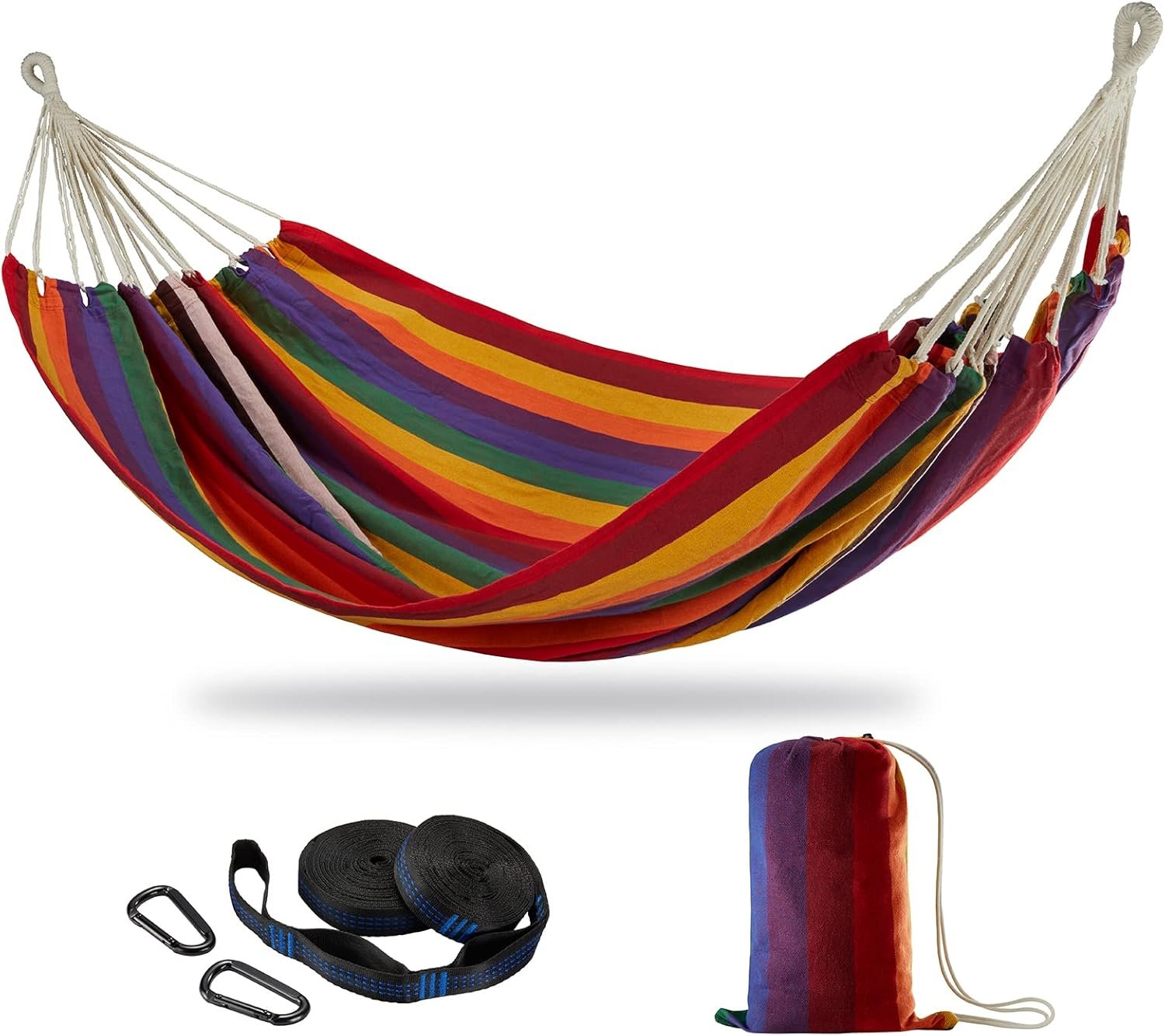 CHULIM Brazilian Double Hammock with Tree Straps,Extra Large 240x160cm,2 Persons Hammock for Backyard Patio Outdoor and Indoor,450lbs Weight Capacity,Soft Woven Cotton Fabric