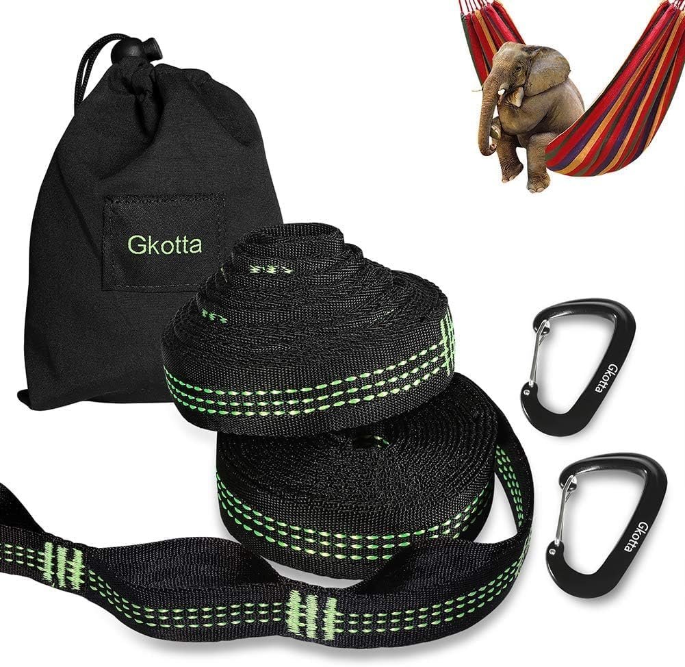 Hammock Straps, Hammock Tree Straps Lightweight Set of Two 10FT Long 32 Adjustable Loops Total with 2 Carabiners Holds up to 1000 Lbs Each Strap