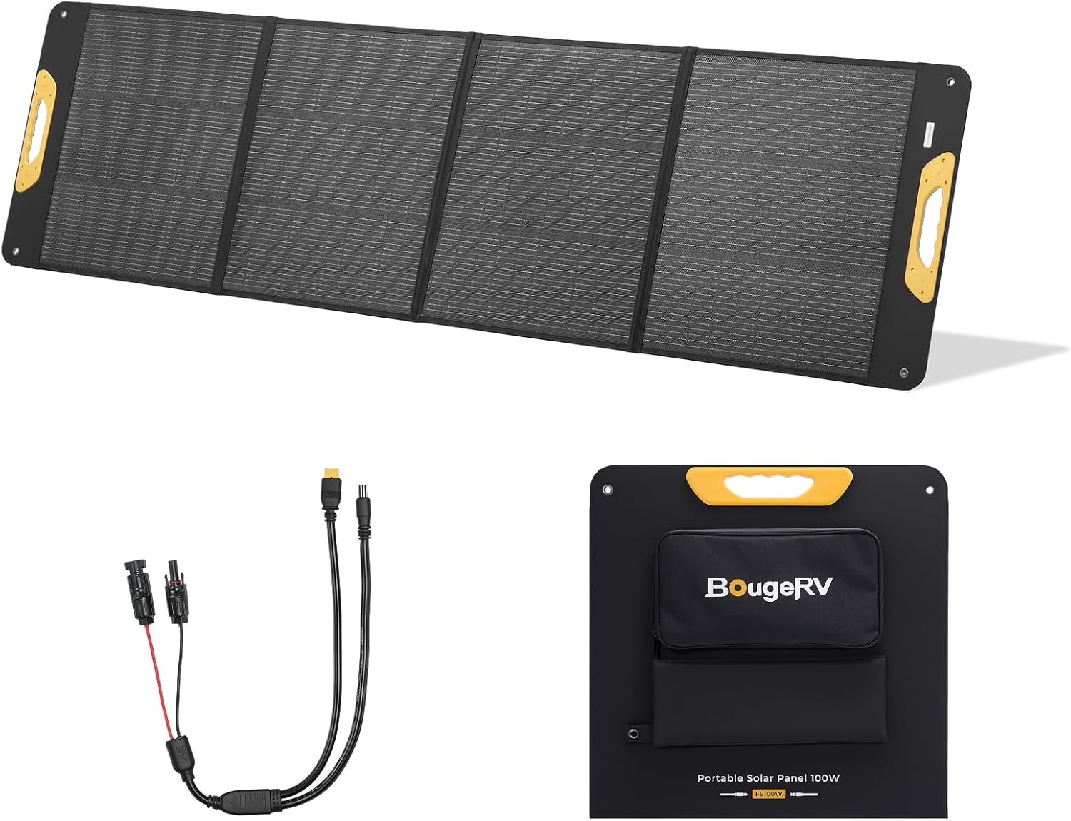 BougeRV 200W Portable Solar Panel, Fiberglass Solar Charger, Up to 25% Conversion High Efficiency, N-Type Foldable Solar Panel, IP65 Water Resistant for Camping, RV, Van, Boat, Hiking & Off-Grid Use