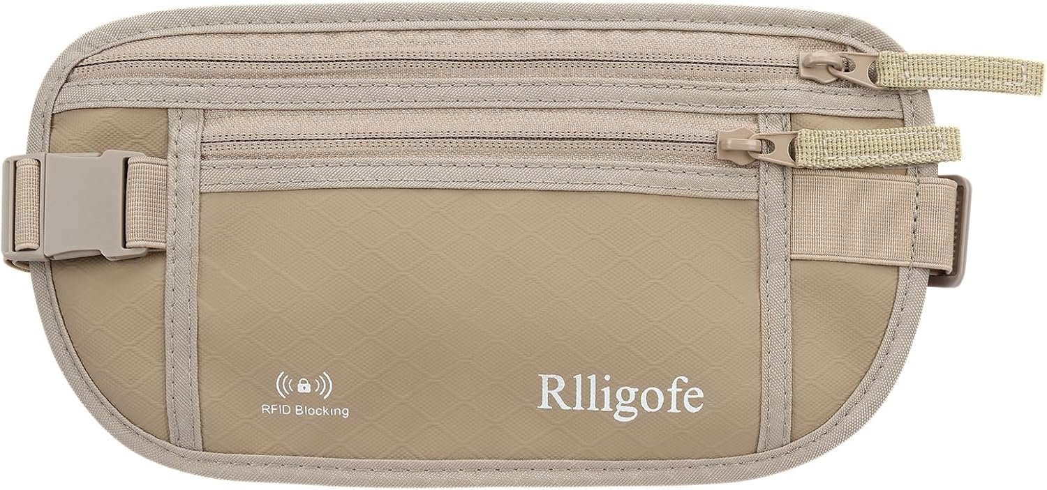 Money Belt for Travel Women and Men Hidden – Slim RFID Blocking Travel Wallet with Secure Anti-Theft Pouch, Passport Holder for Passport, Credit Cards, Cash Under Clothes
