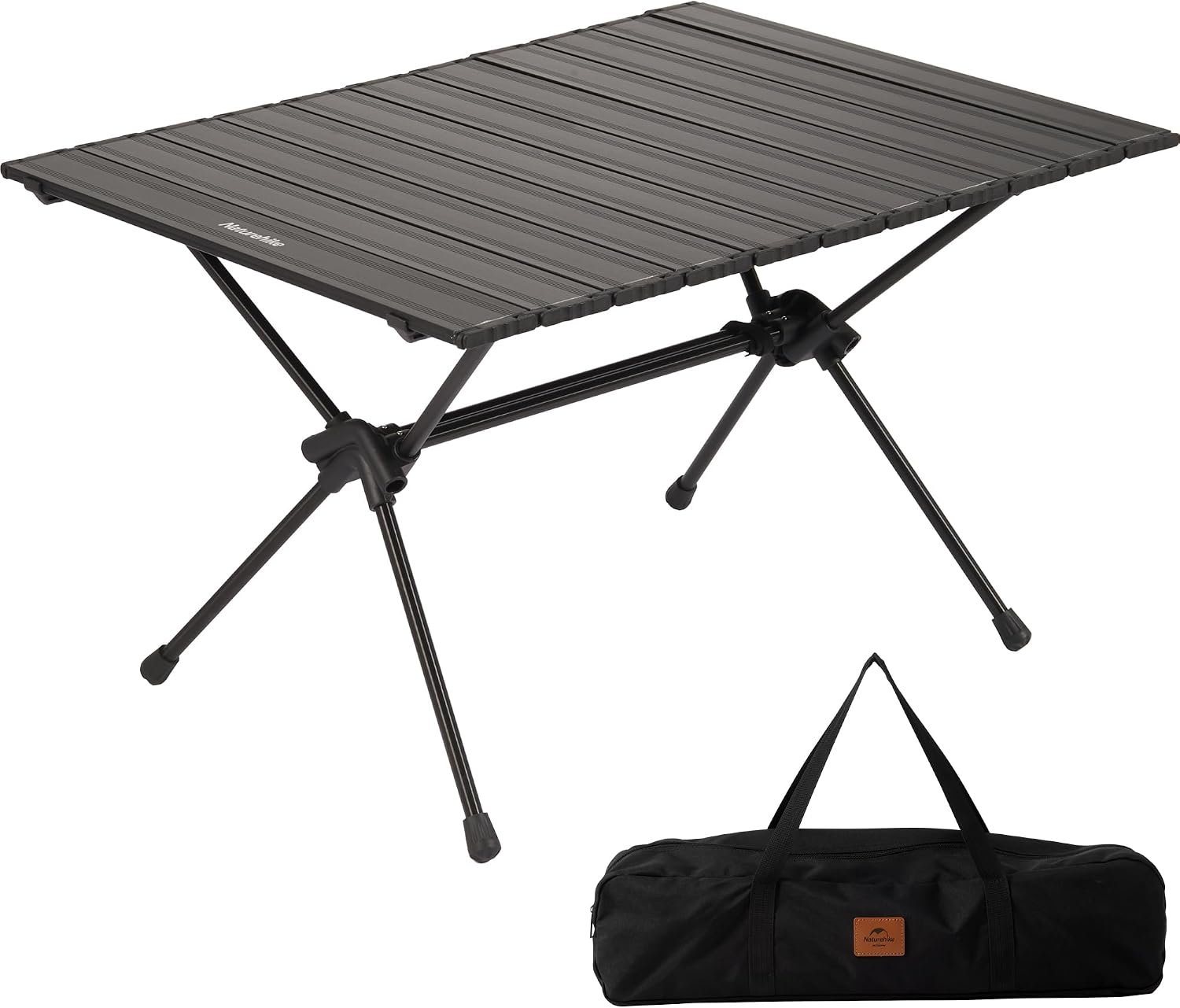 Naturehike FT11 Height Adjustable Camping Table, Ultralight Aluminum Roll Up Table with Carry Bag, Portable Backpacking Camp Table for Hiking Picnic Fishing Beach