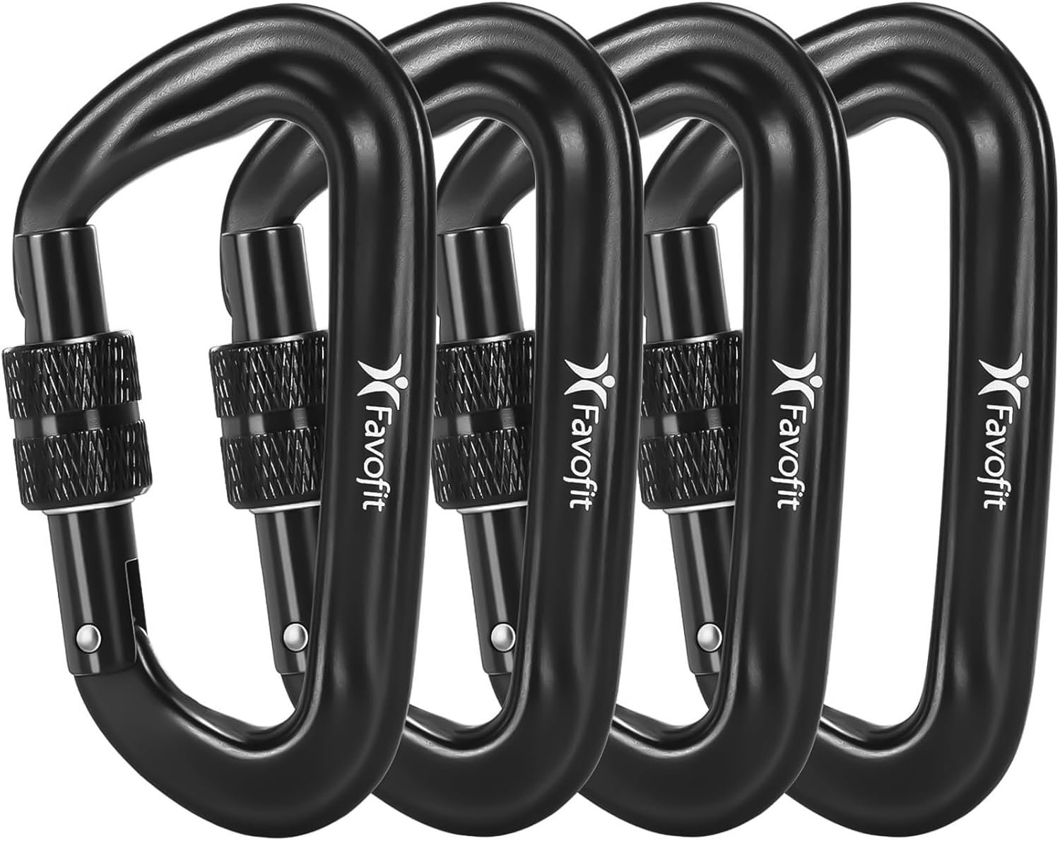12kN Heavy Duty Carabiner Clips – Favofit Locking Carabiner for Keychain Key Ring Hammock & Dog Leash – 0.9oz Ultralight Snag-Free D Ring Carabiners for Camping Gym & Outdoor