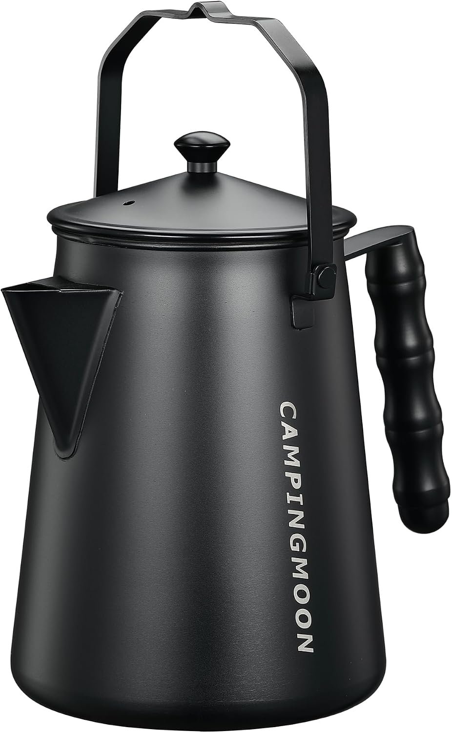 CAMPINGMOON 1.5L Campfire Kettle Stainless Steel Camping Kettle Black BKSW-6