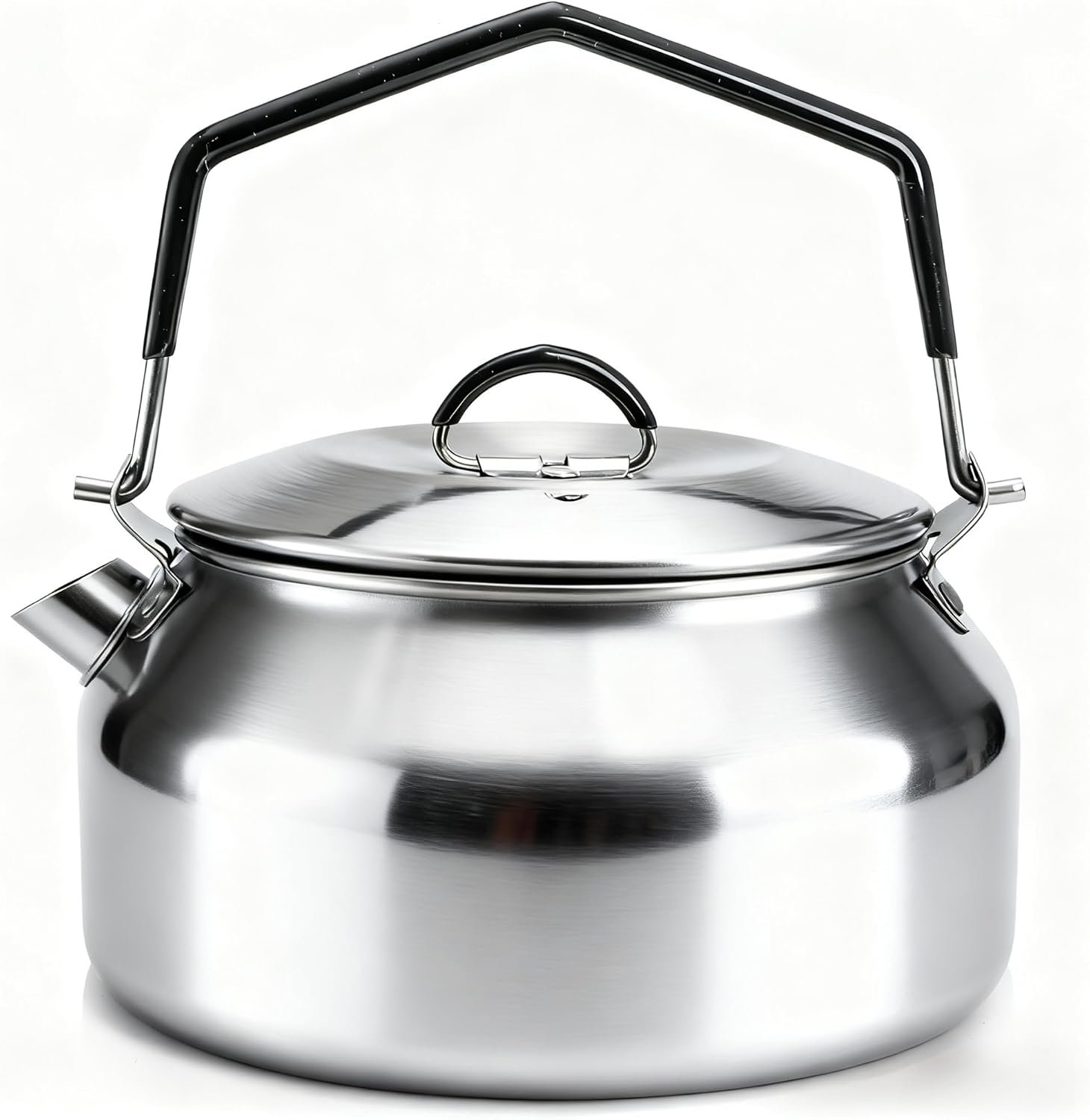 1L Camping Kettle, Portable Outdoor Campfire Kettle, 304 Stainless Steel Camp Tea Coffee Pot, Lightweight Fast Heating Open Fire Water Boiler for Hiking Backpacking Bushcraft Picnic Travel