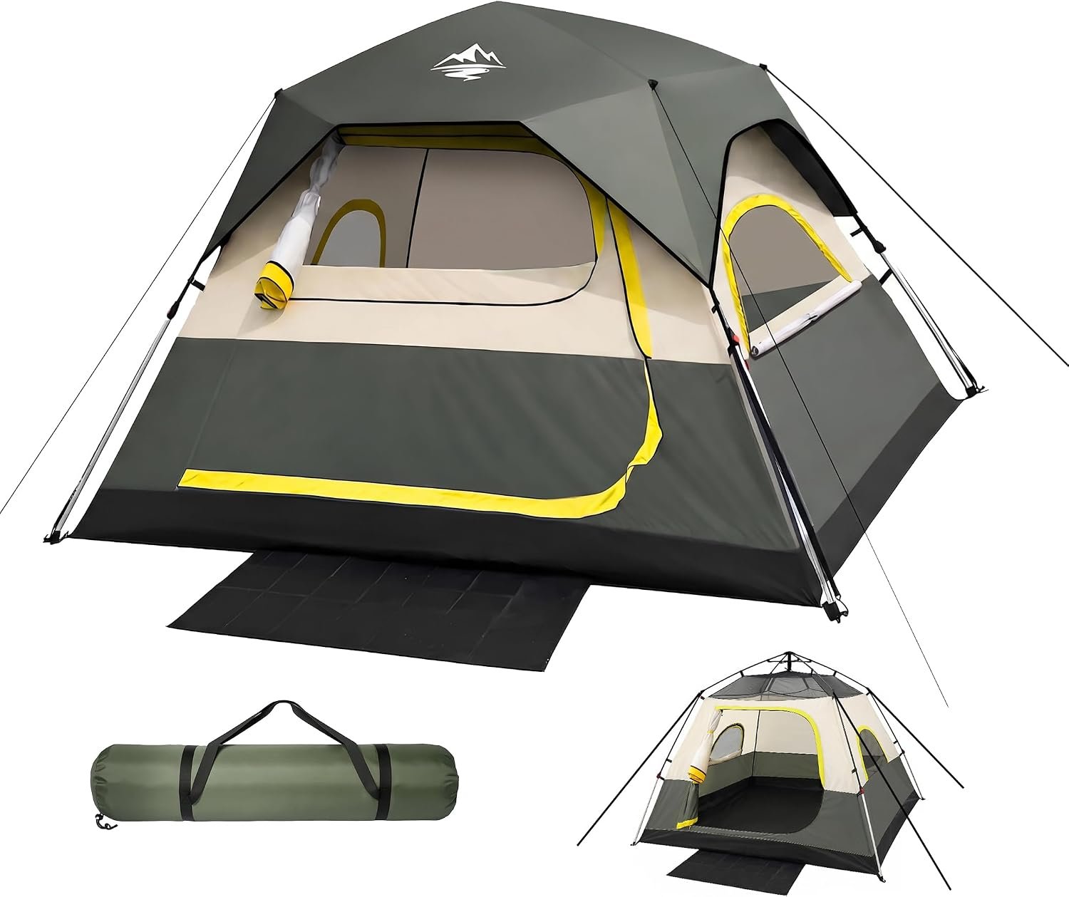 Tent 4 Person Tents for Camping – Instant Cabin Tent Setup in 50 Seconds with Rainfly & Windproof, Portable Pop Up Tents with Carry Bag for Family Outdoor Camping & Hiking