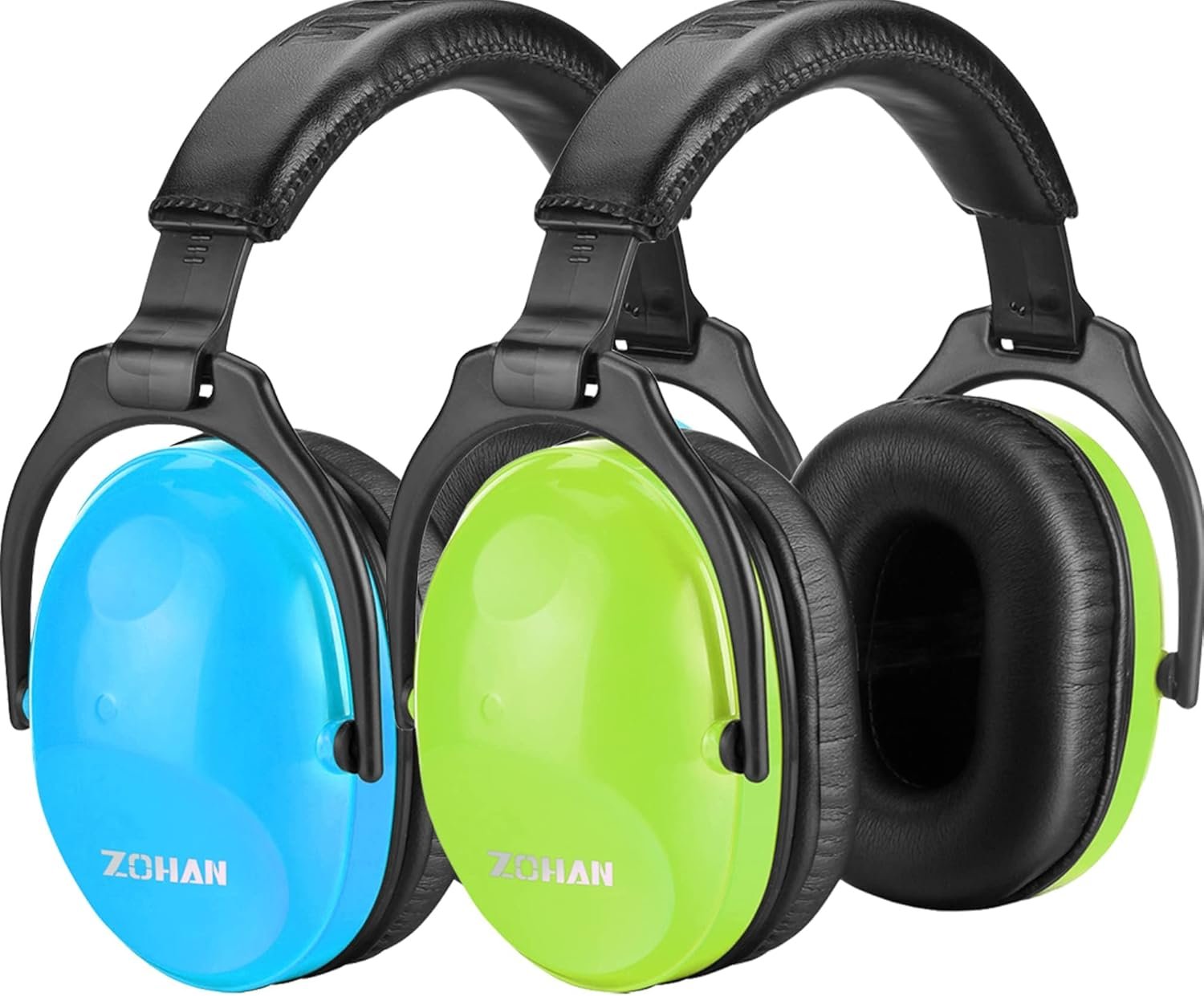 ZOHAN Kids Ear Protection 2 Pack, 25dB NRR Noise Cancelling Headphones for Kids, with Pillowy Pads, for Monster Truck, School, Autism, Sensory, Fireworks, Concerts, Events (Blue+Green)