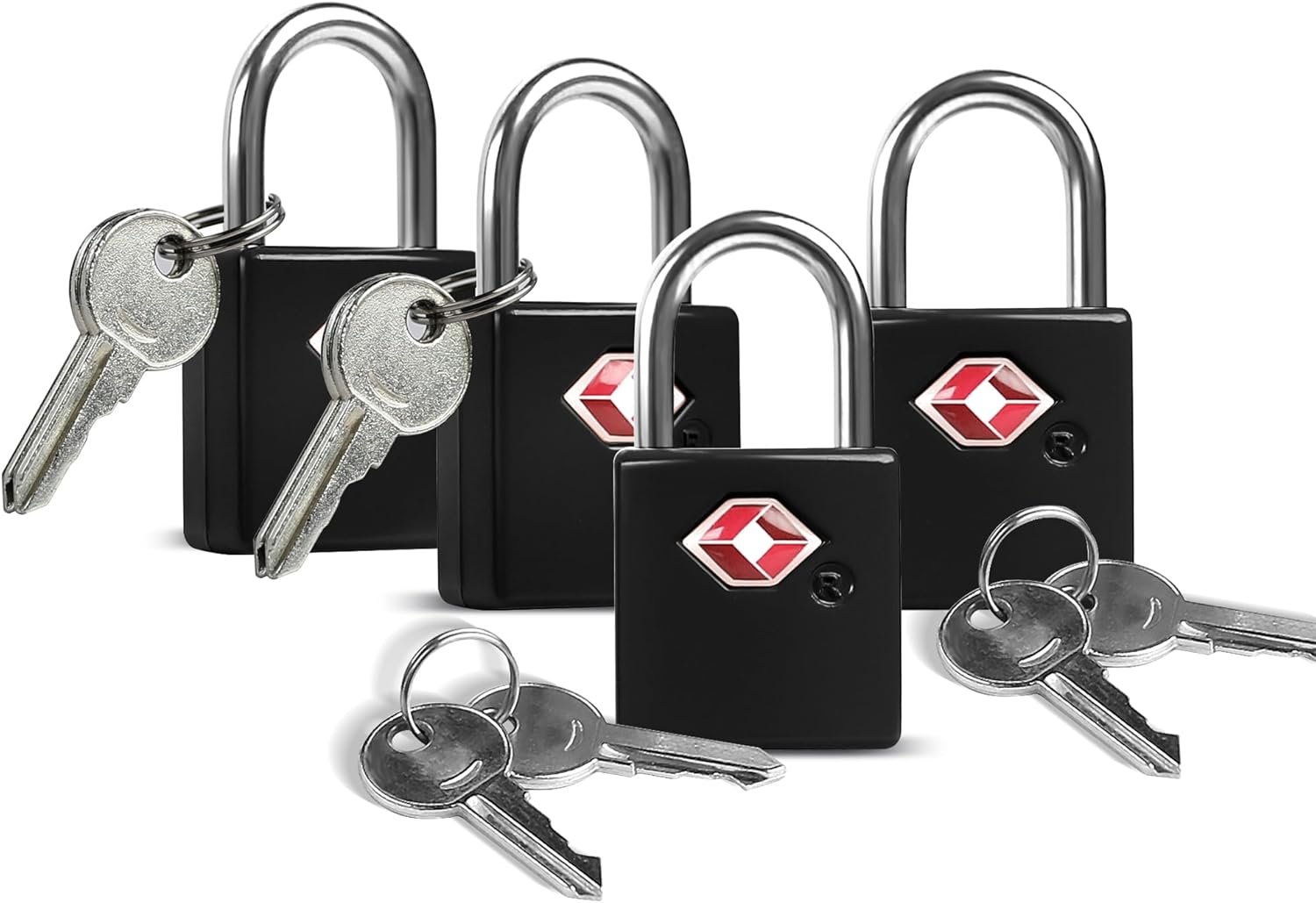 TSA Locks for Luggage with Keys, Luggage Locks TSA Approved 4 Pack, International Travel Essentials, Small Padlock with Key, Mini Padlock for Suitcase, Backpack, Bag, Zipper, Case, Box