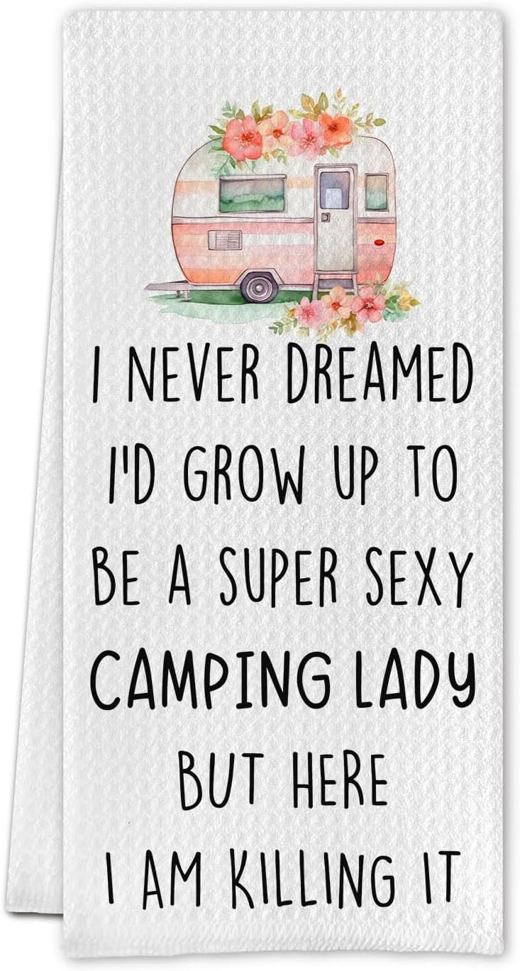 Camping Kitchen Towel, Camping Hand Towels, Camping Dish Towels, Camping Gifts for Women, Tea Towels for Kitchen Bathroom Decor 16 X 24