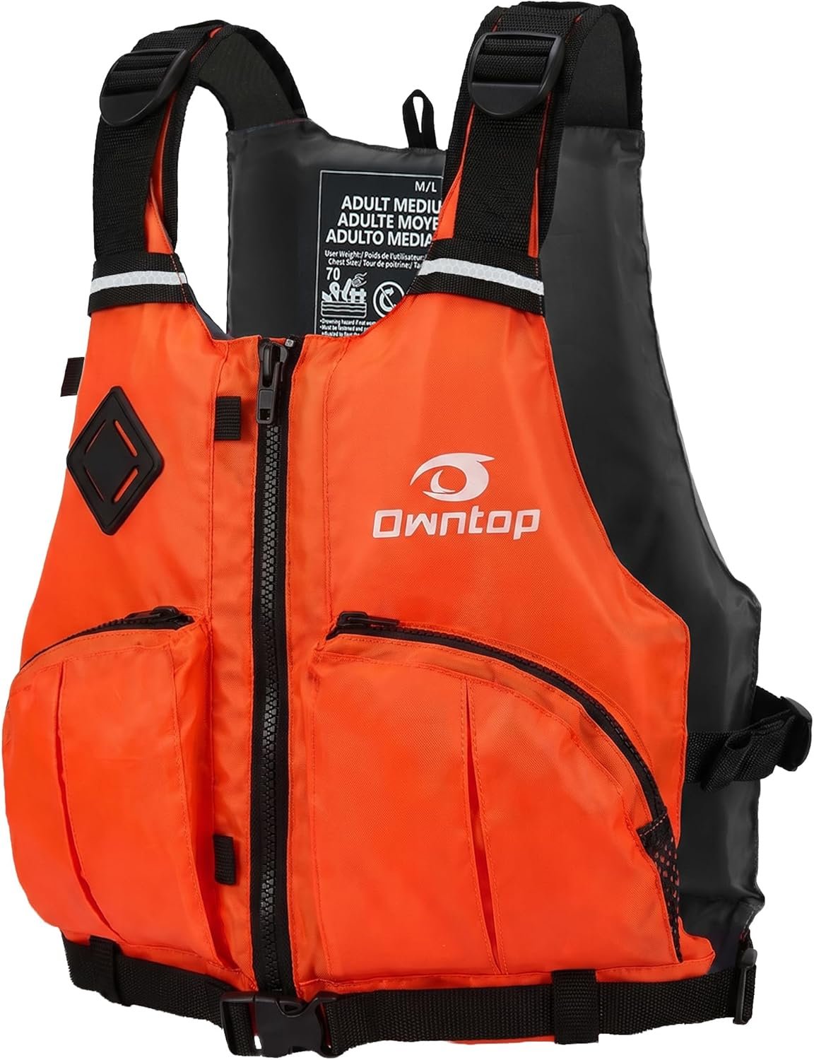 Owntop Women & Men Swim Vest for Kayaking & Paddle Sports, Adjustable Swimming Vest for Adult, Large Armhole Swim Jacket with Waist Strap for Fishing & Boating