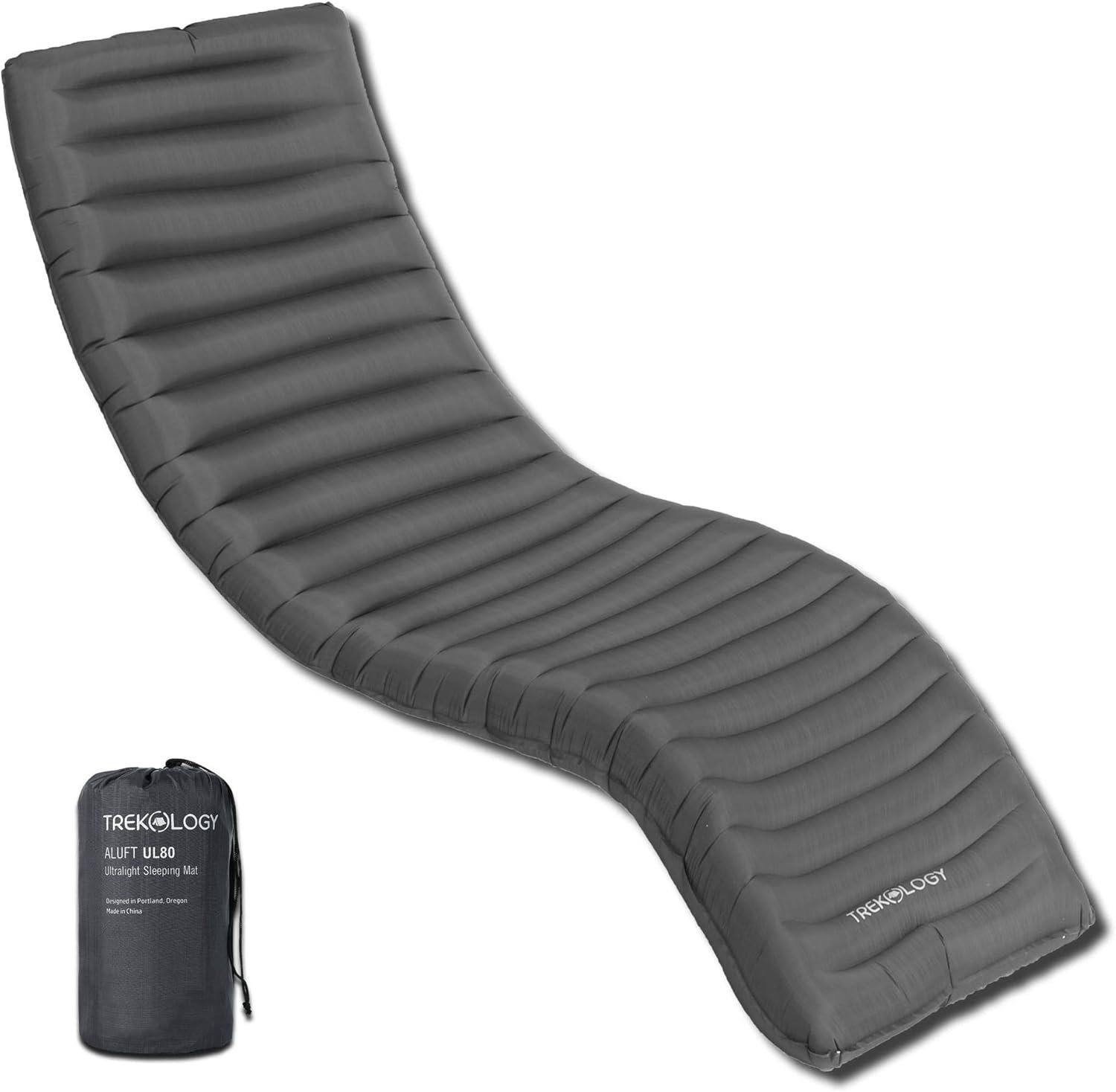 TREKOLOGY UL80 Ultralight Sleeping Pad – Inflatable Camping Sleeping Pad – 40D Nylon Compact Hiking Mat – Lightweight Air Mattress for Backpacking & Tent Camping