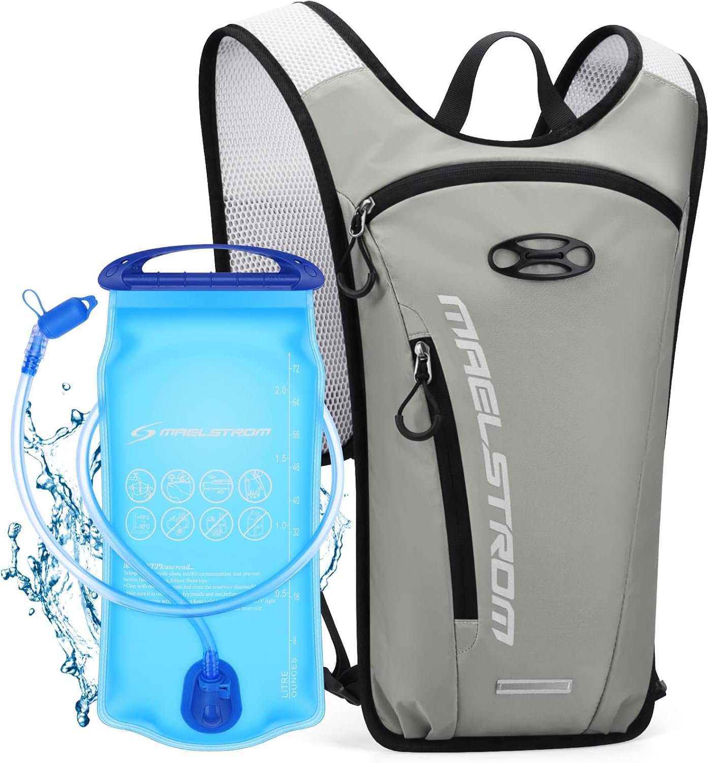 Maelstrom Hydration Backpack, Hiking Backpack with 2L Water Bladder, Running Hydration Vest for Cycling Hiking Rave for Men Women