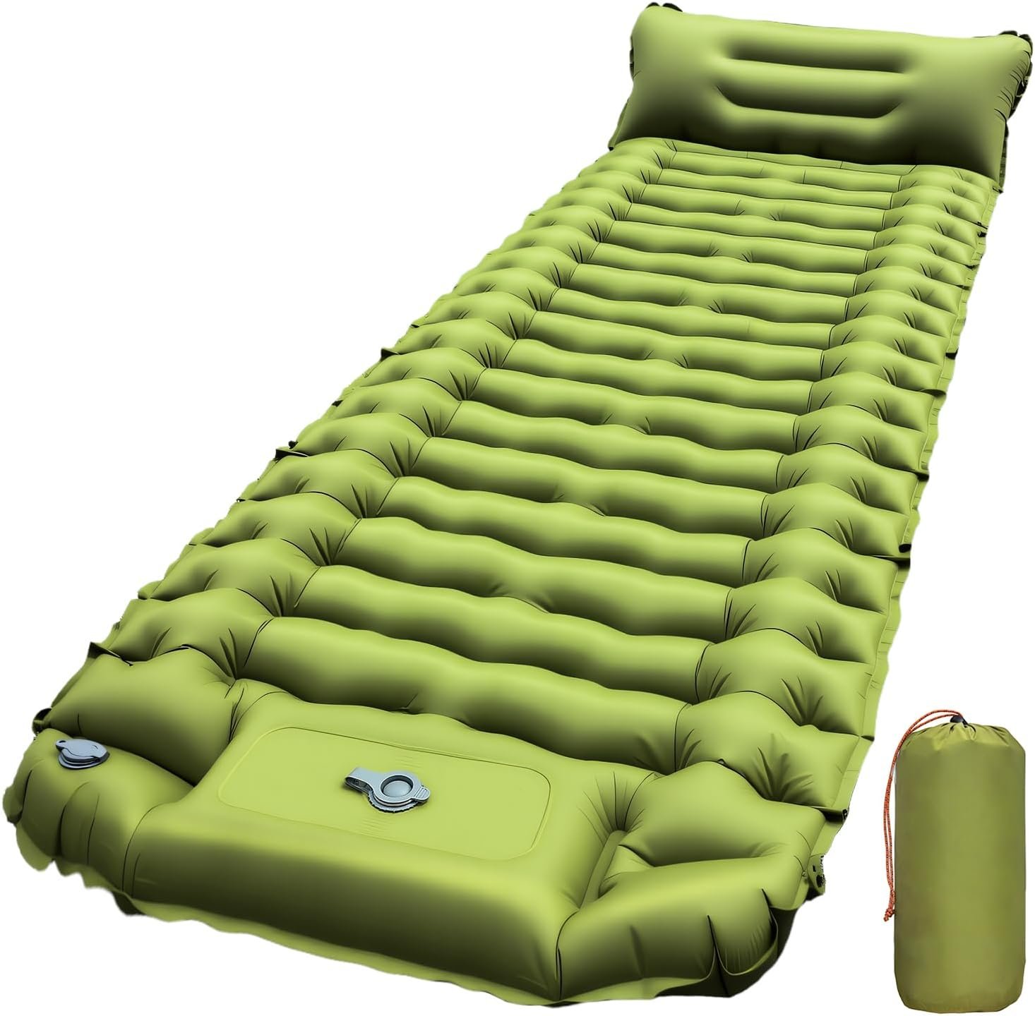 Sleeping Pad for Camping, Ultralight Inflatable Camping Mattress with Pillow, Built-in Foot Pump, Extra Thick Compact Camping Sleeping Mat for Hiking, Backpacking, Tent Use
