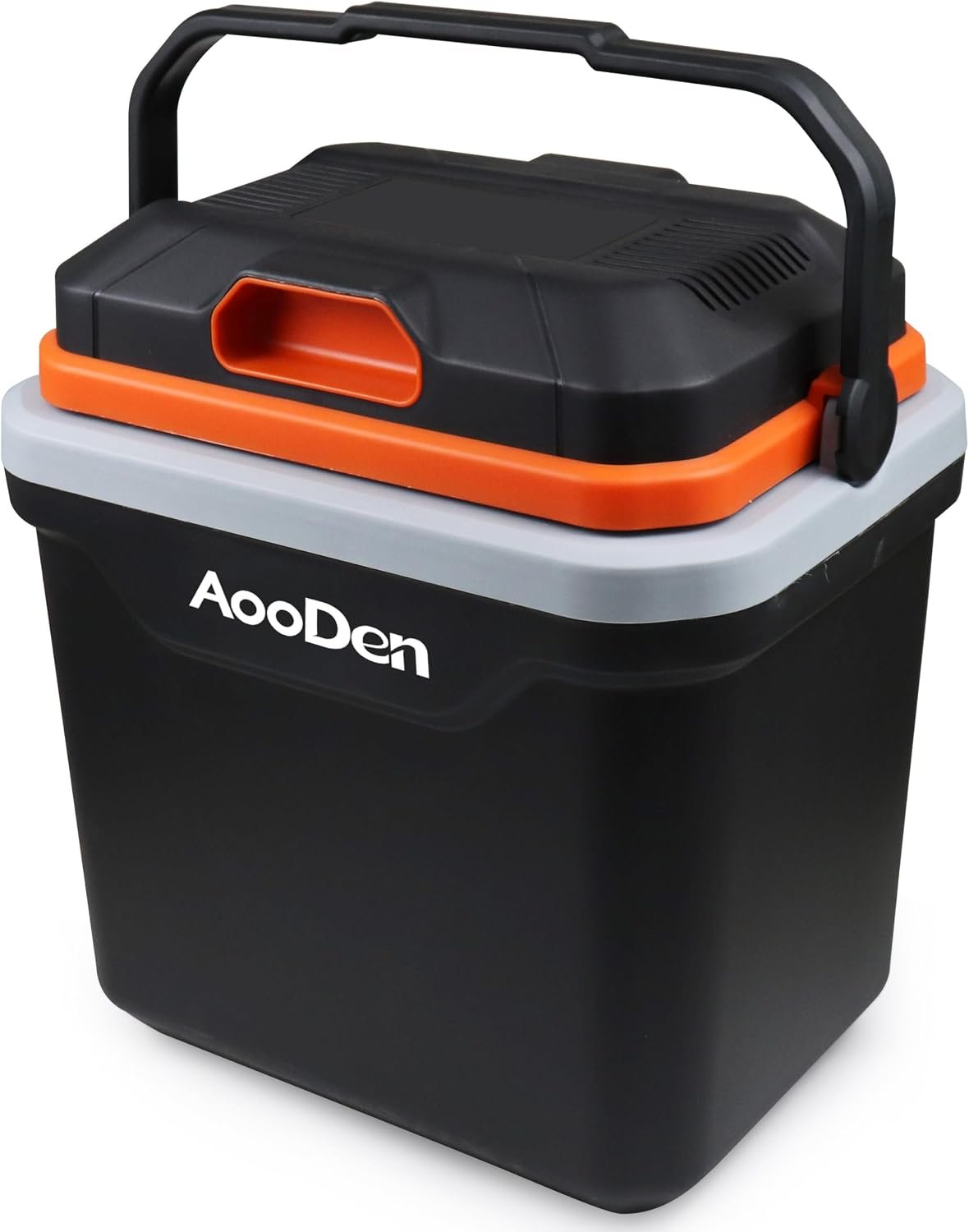 Electric Car Cooler and Warmer, 26 Quart Capacity, Thermoelectric Iceless Cooler for Travel, Camping, Vehicles, Truck, Home – 12V DC and 120V AC (Black & Orange)