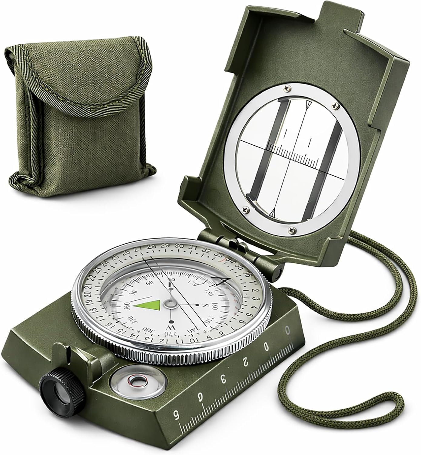 Military Lensatic Compass, Hiking Compass for Survival – Water-Resistant Outdoor Hiking Survival Direction Finder (Metal)