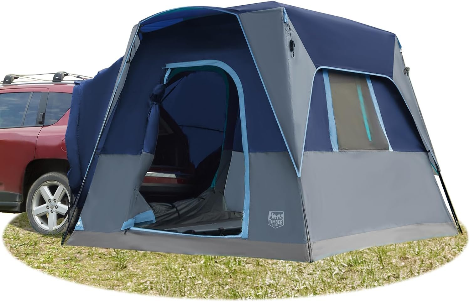 TIMBER RIDGE 5 Person Tent for Car Camping, Weather Resistant with Movie Screen, Portable for SUVs, Vans, Rainfly & Storage Bag Included, 10′ x 8′ x 7.1