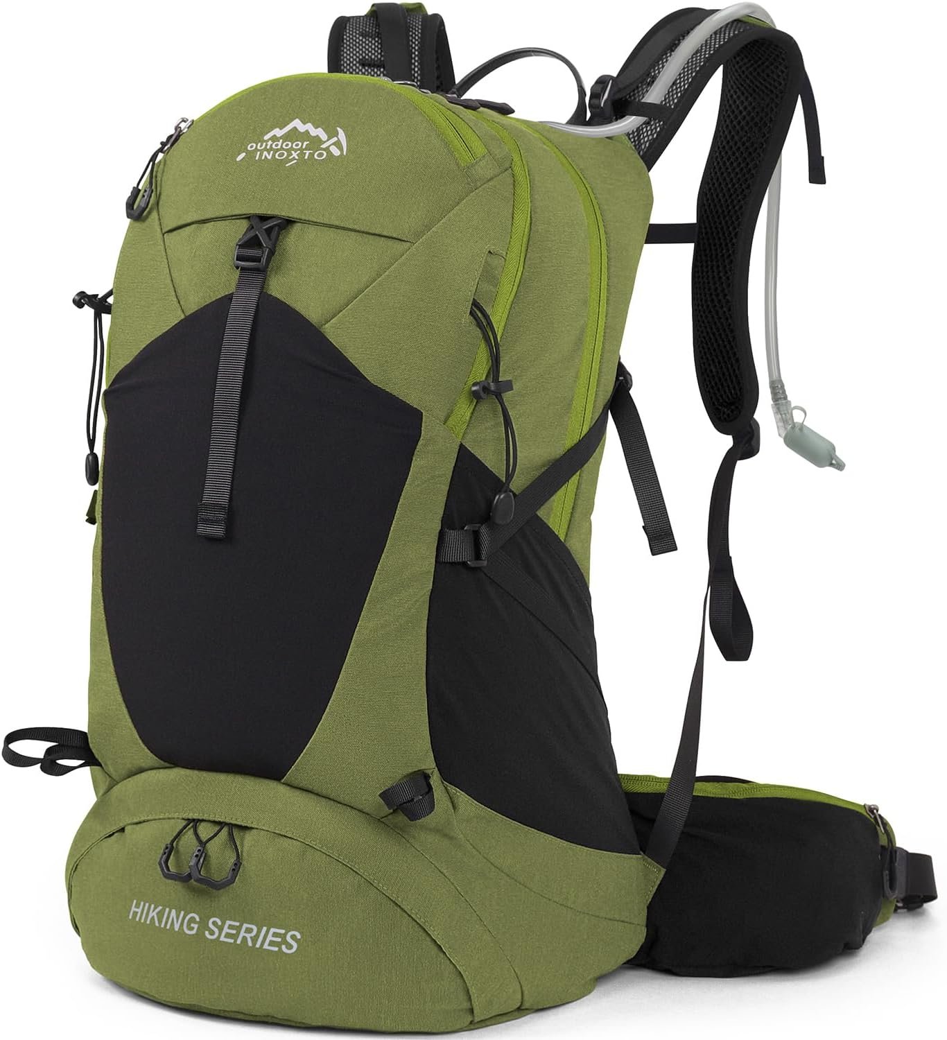 IX INOXTO Hiking Backpack, 26L/40L Waterproof Hiking Daypack with 3L Water Bladder and Rain Cover, Lightweight Travel Camping Backpack for Men Women (Dark Green)