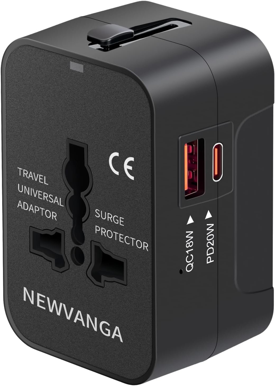 Travel Adapter USB C, Universal All in One Worldwide Travel Adapter Fast Charge GaN PD3.0 Type C USB-A Quick Charging Ports Power Converters Wall Charger AC Power Plug Adapter for USA EU UK AUS Black