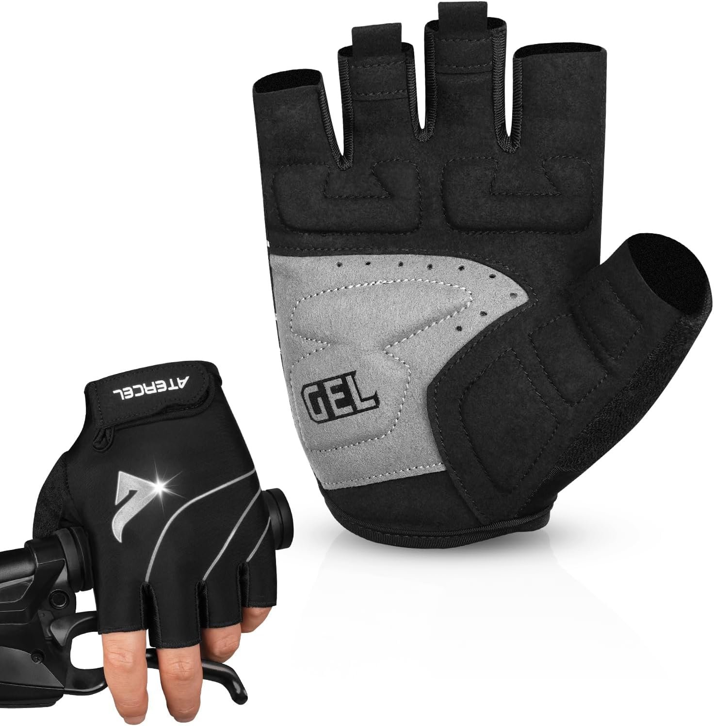 ATERCEL Cycling Gloves with Padded SBR for Road & Mountain Biking – Breathable, Elastic Back, Men & Women’s Bicycle Gloves