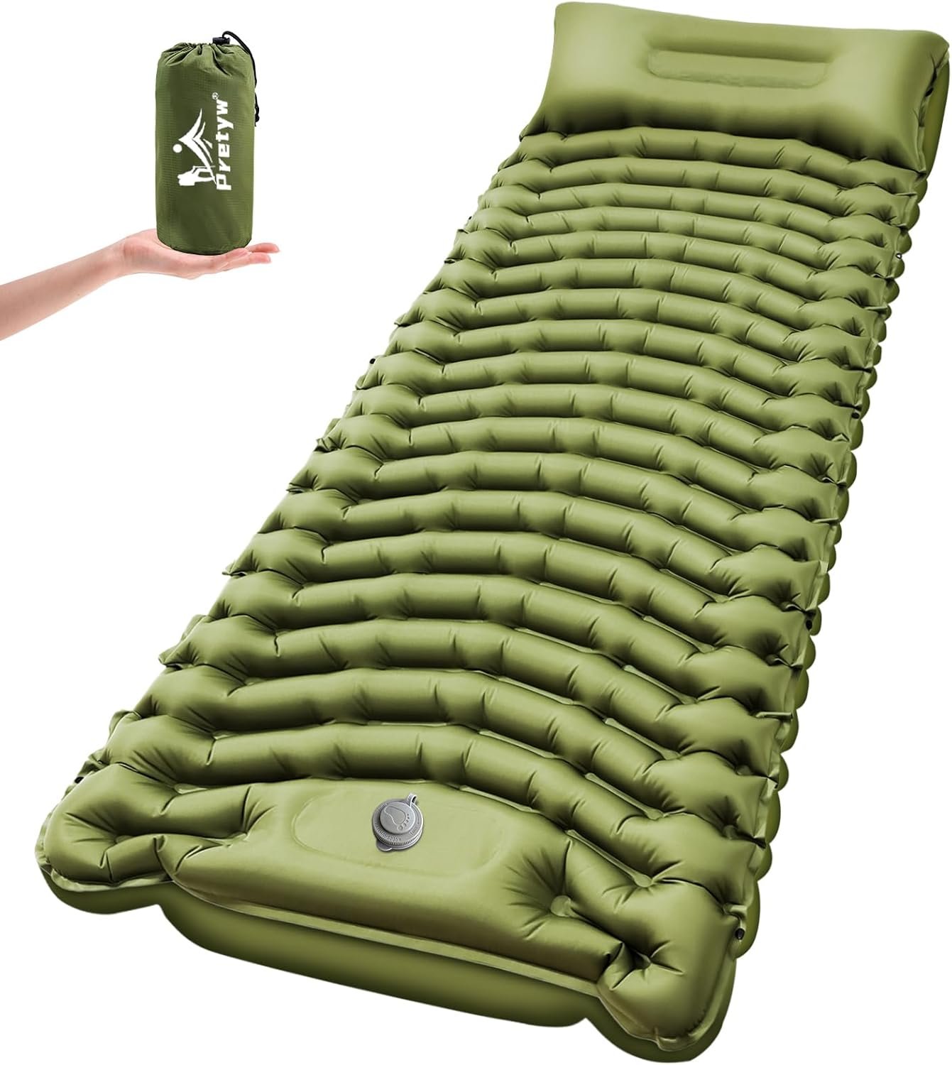 Sleeping Pad for Camping – Ultralight Camping Mattress with Pillow, Built-in Foot Pump, Compact Inflatable Portable Mat for Backpacking, Hiking, Car Traveling, Beach, Tent