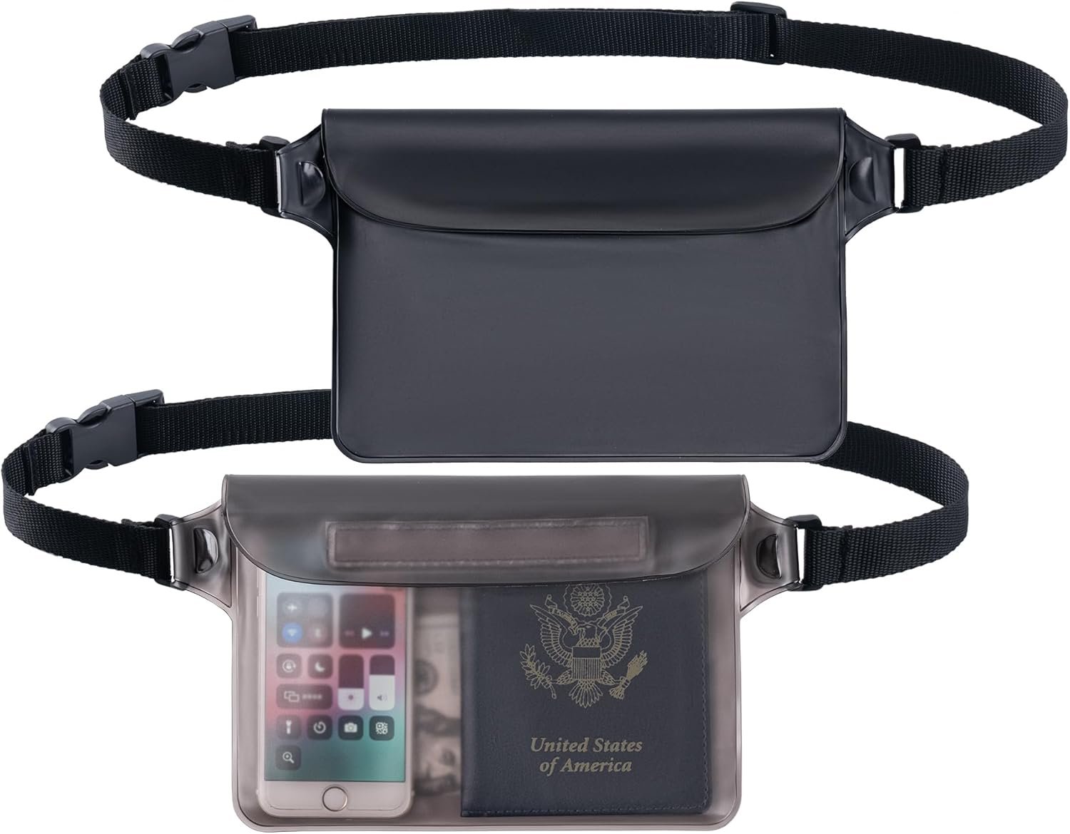 CADONO 2-Pack Waterproof Pouch with Adjustable Waist Strap | Screen Touch Sensitive Dry Bag, Keep Your Phone and Valuables Dry, Perfect for Swimming Kayaking Boating Fishing Beach Diving