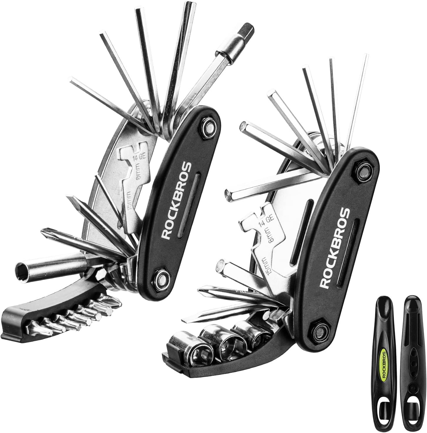 ROCKBROS 16 In 1 Multi-Function Bike Tool Kit – Portable Foldable Bike Multitool Cycling Tool Kit With Allen Wrench, Tire Levers