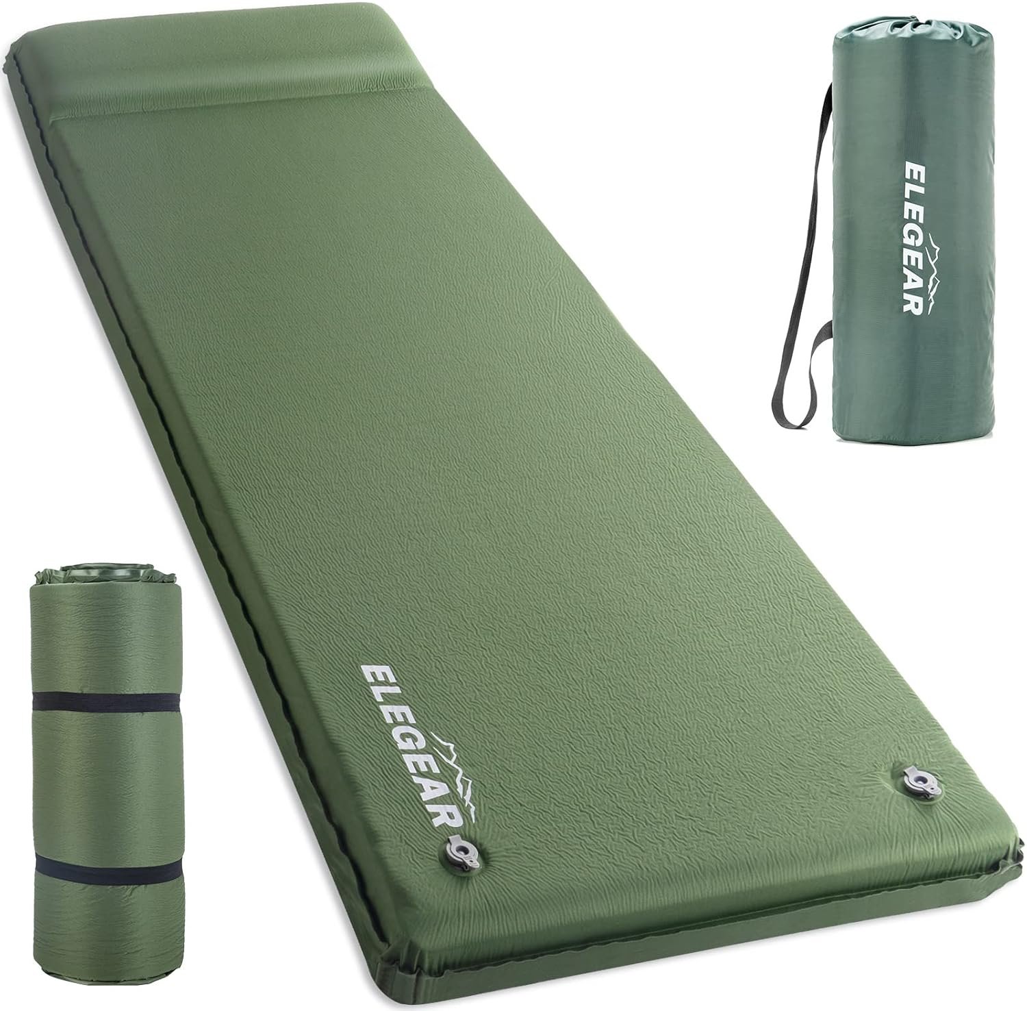Elegear CumbreX™ Self Inflating Sleeping Pad, 3.15″ Ultra-Thick Memory Foam Camping Pad with Pillow Fast Inflating in 20s Insulated Camping Mattress Pad 4-Season Camp Sleeping Mat for Camp/Travel/Tent
