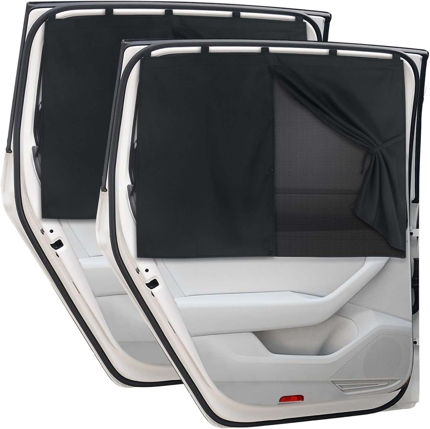 Car Window Shades, 2 PCS Magnetic Double Layer Auto Sun Shade for Side Windows Privacy Full Covers/Half Shade Options Back Car Window Curtains for Baby Protection