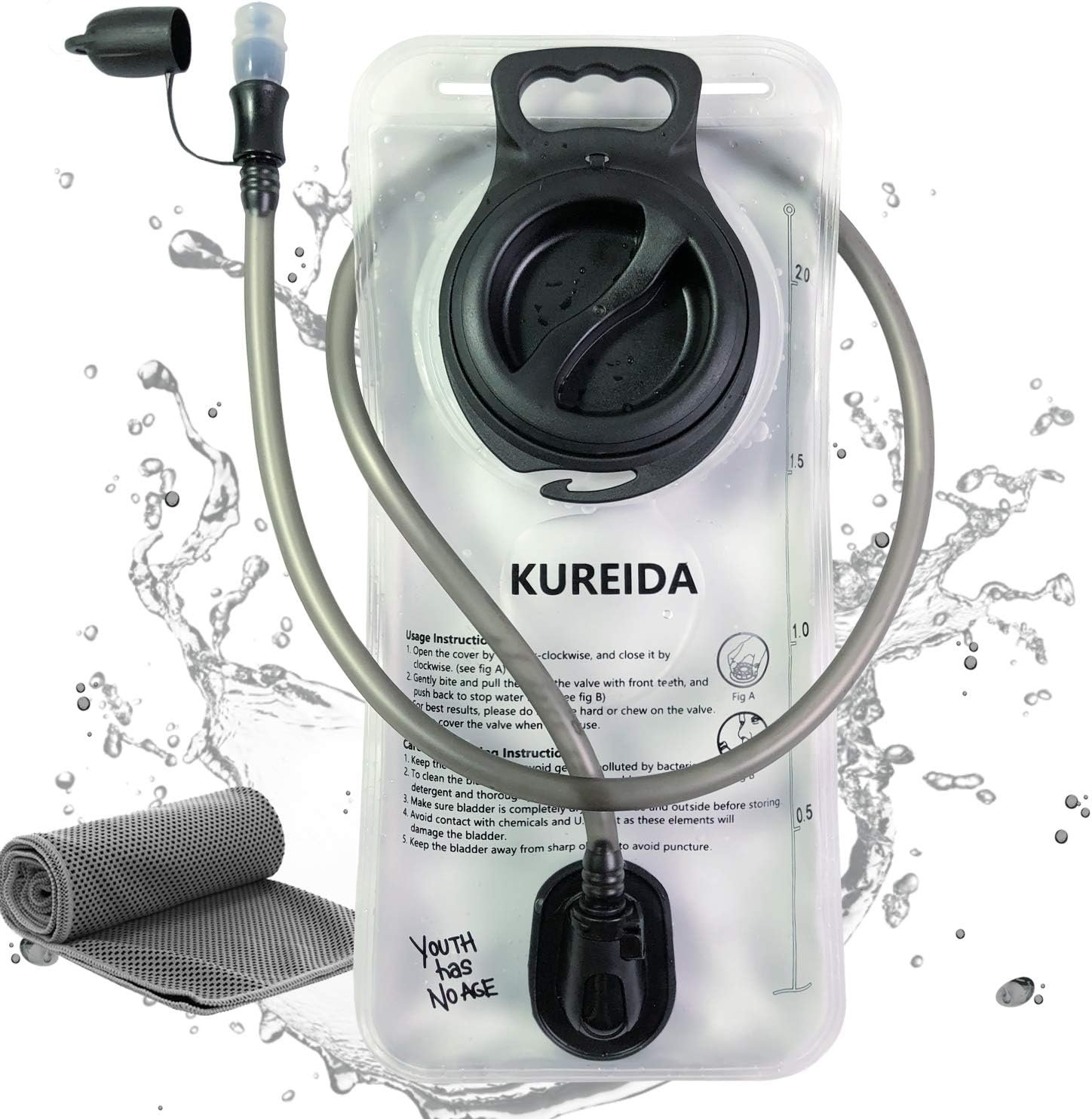 KUREIDA Hydration Bladder 2L-3L,Leak Proof Water Reservoir,BPA Free,Wide Opening, Military Water Bladder Combined with Hydration Backpacks for Biking Hiking Running Camping Climbing.