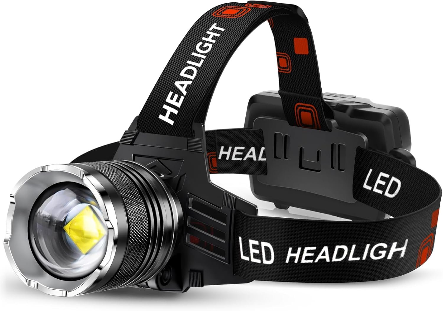 AKNEAR LED Rechargeable Headlamp 99000 High Lumens, 95 Hours Endurance Head Lamp with Zoomable & 12 Modes & IPX7 Waterproof & 125° Adjustable, Super Bright Head Light for Outdoor, Camping, Hard Hat