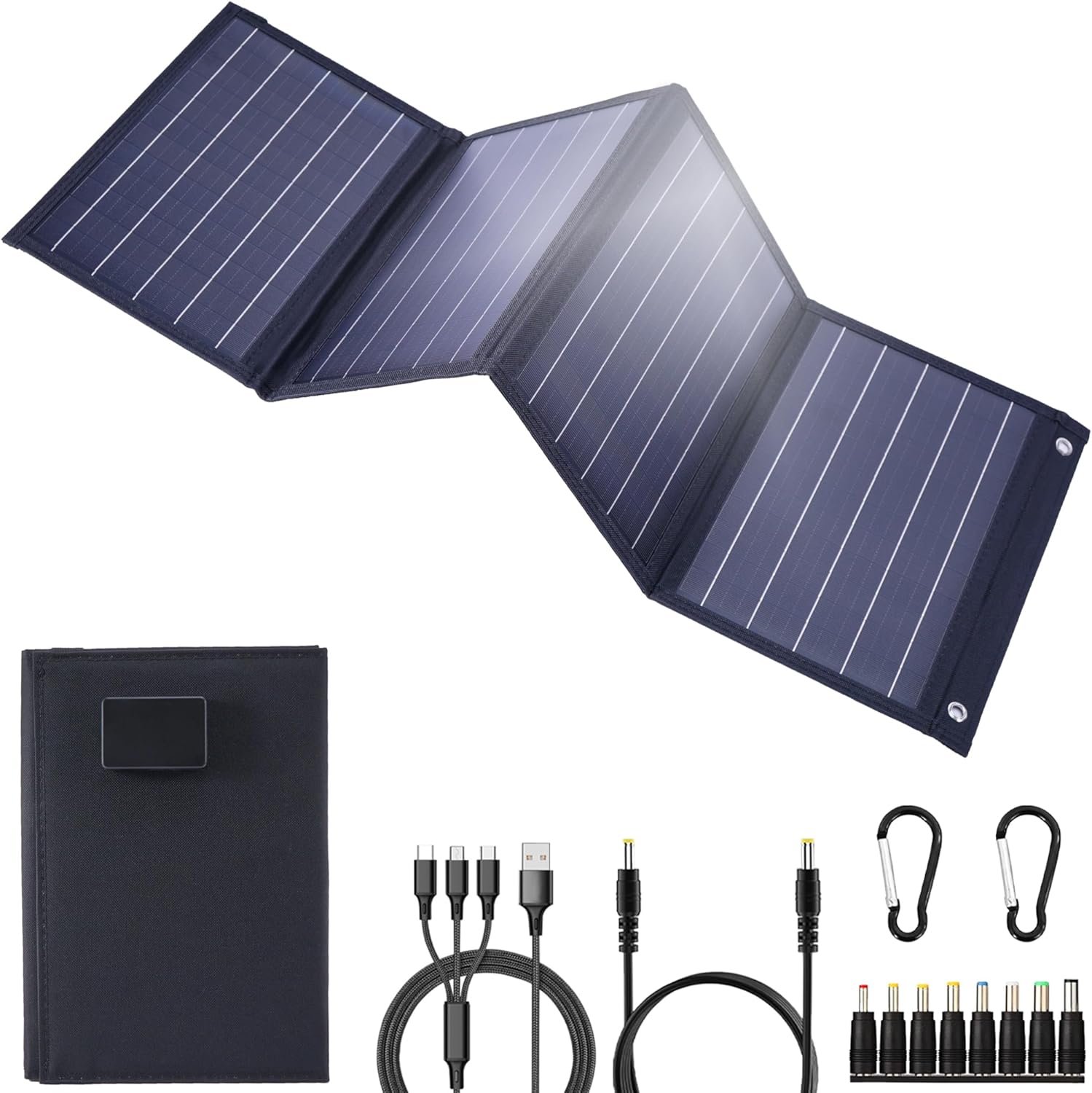 2026Upgrade 40W Foldable Solar Panel Charger,25% High Efficiency Portable N Type Cell,USB-C/USB-A/DC12V MPPT Fast Charging, IP67 Waterproof Lightweight Solar Charger for Outdoor Travel Emergency